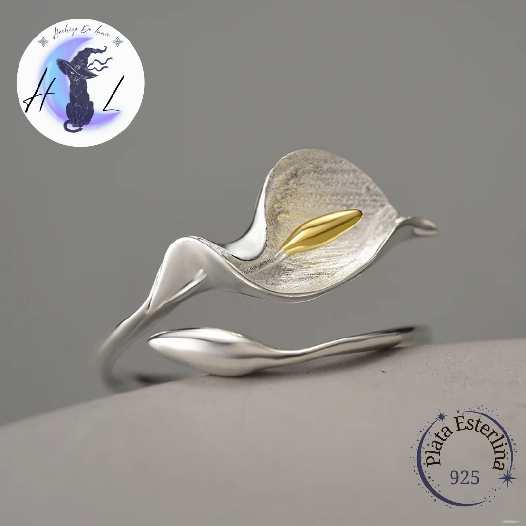 Aros Colgantes De Cala o Lirio de Agua, Plata925, Hechos a Mano.