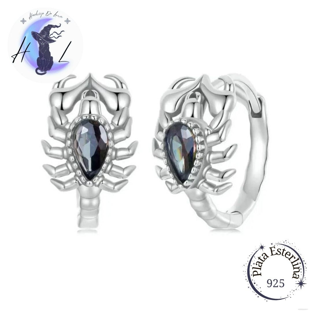 Aros De Plata Y Circón, Diseño Escorpión.