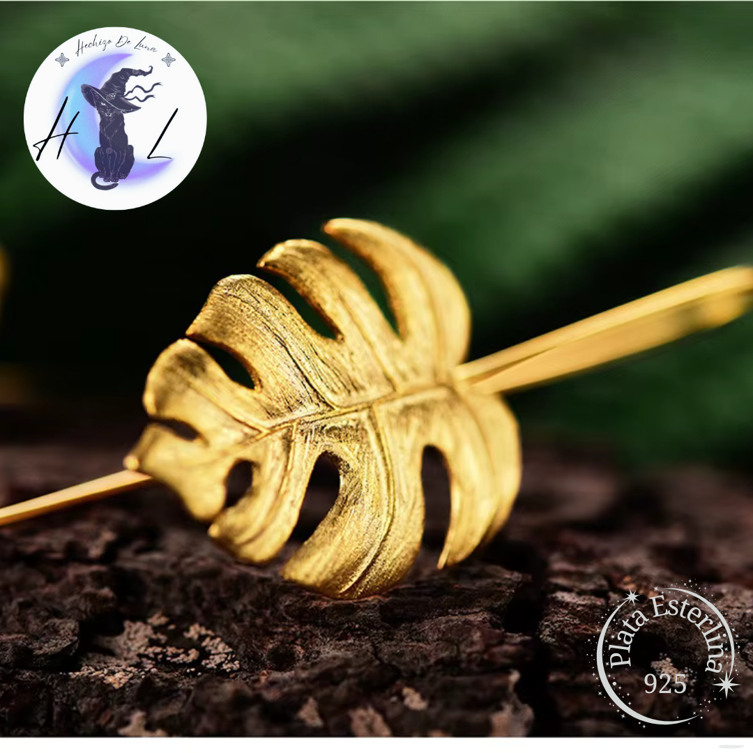 Aros Colgantes Diseño De Hoja De Monstera De Plata.