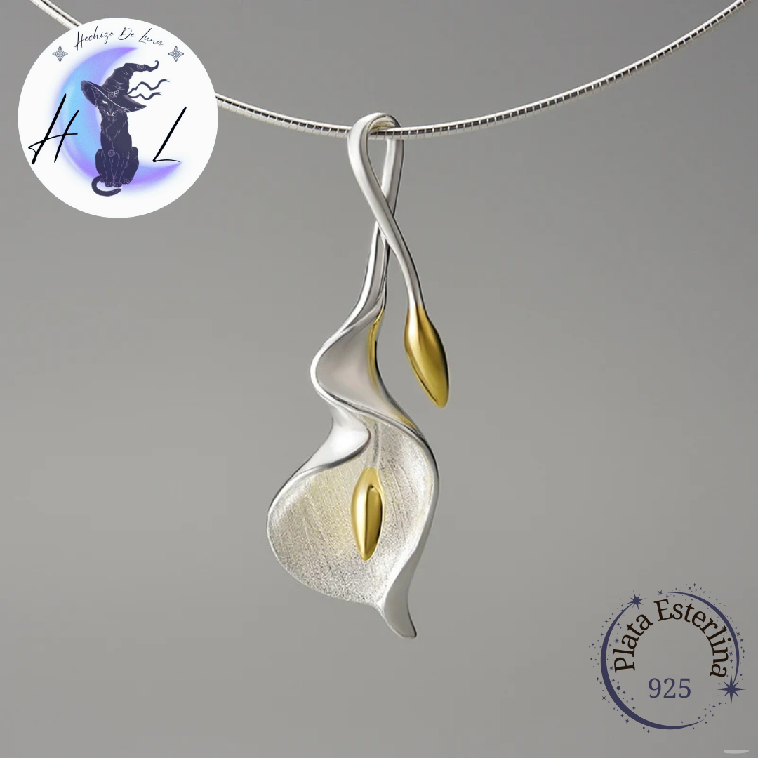 Colgante De Plata, Diseño Flor De Cala o Lirio De Agua.