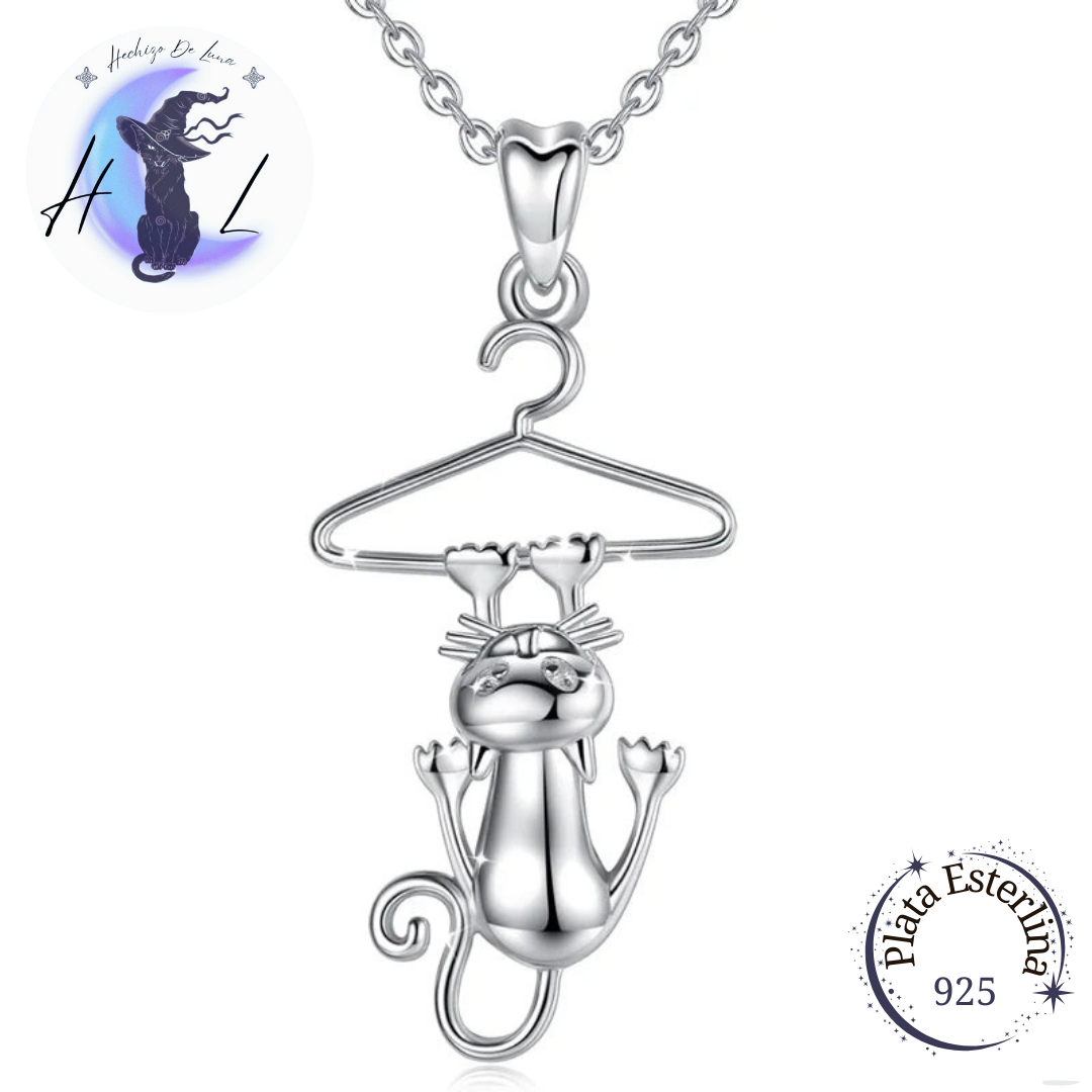 Colgante De Plata, Diseño Gatito Colgando.