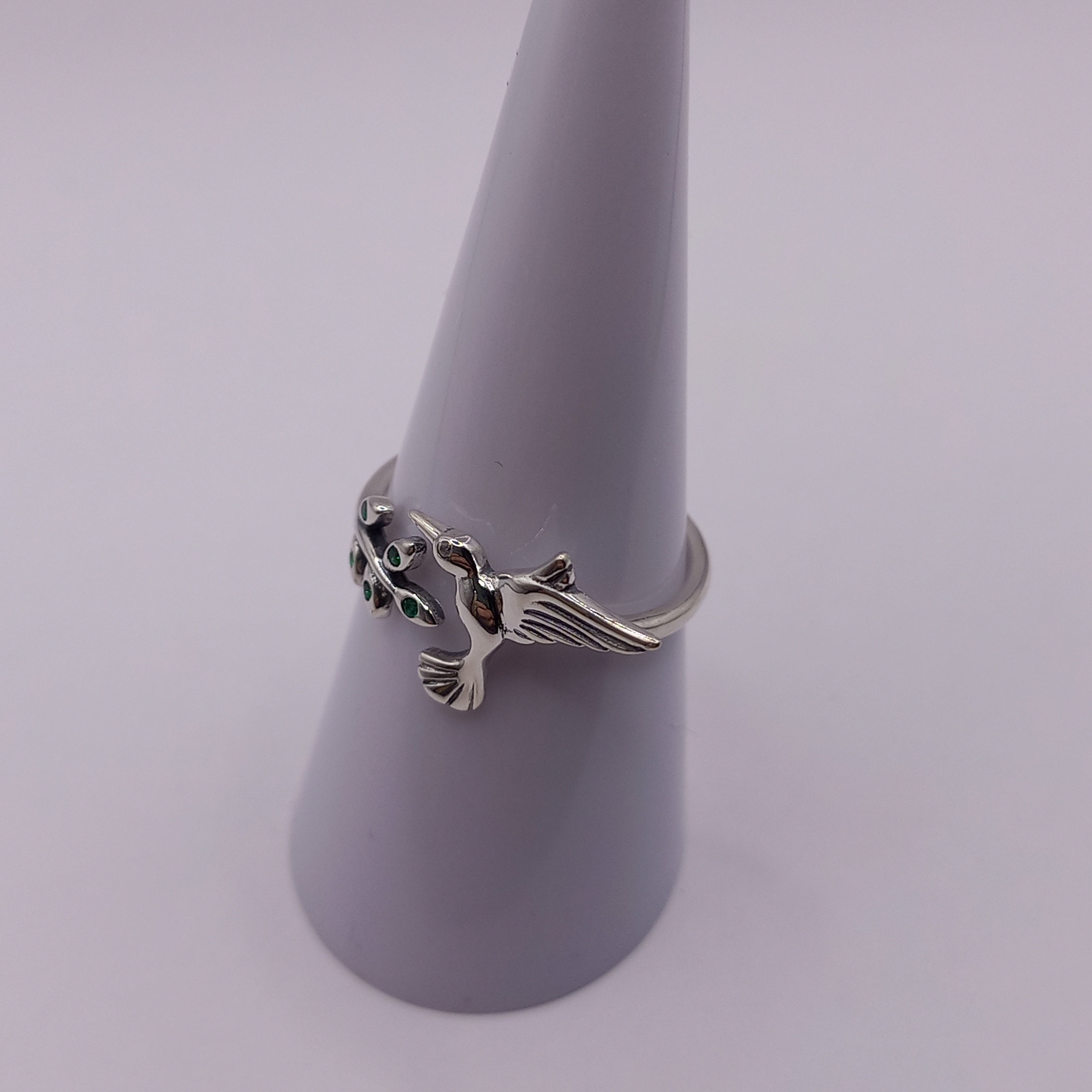Anillo Ajustable, Diseño Colibrí. Plata 925