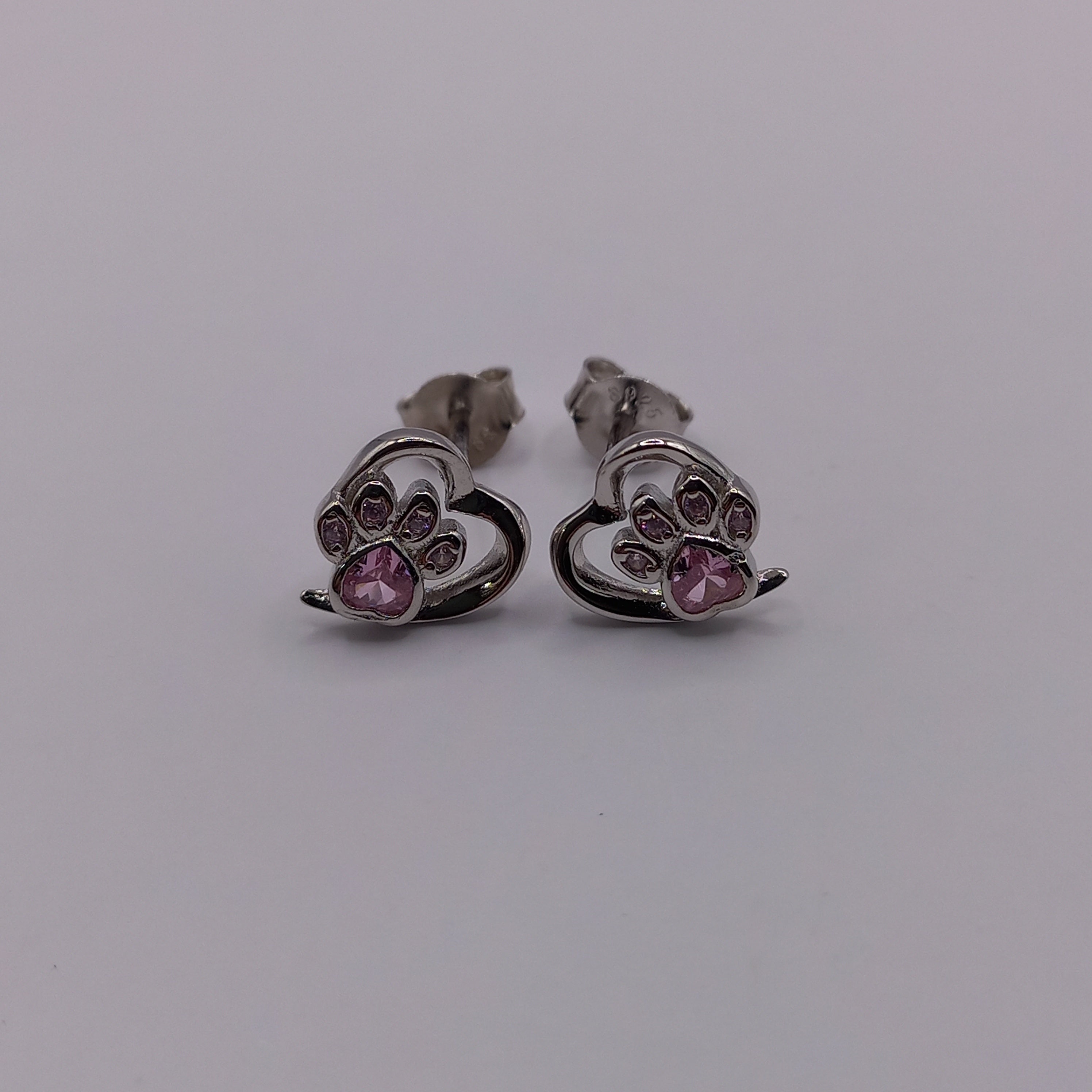 Aros con Forma de Patitas Rosa de Plata