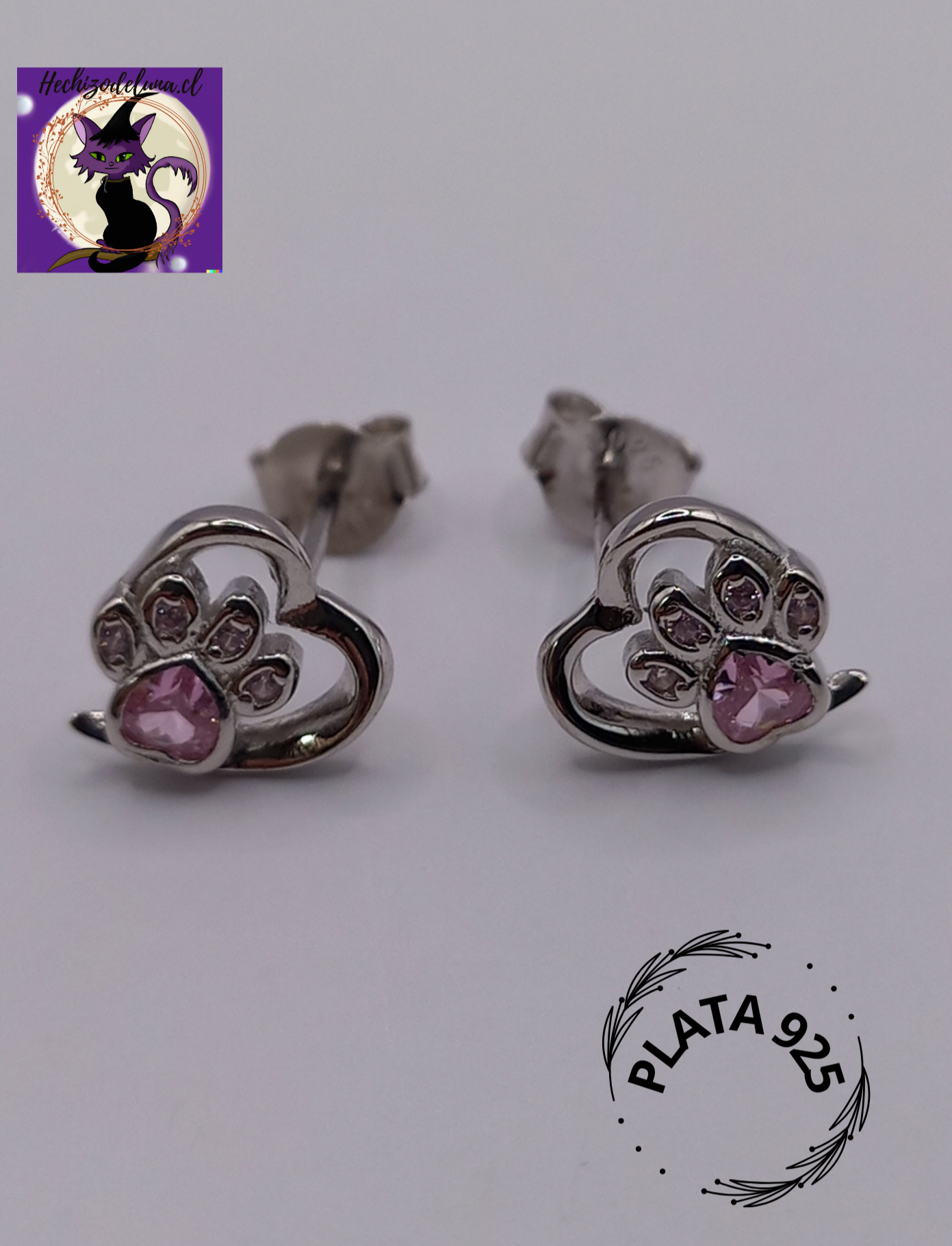 Aros con Forma de Patitas Rosa de Plata