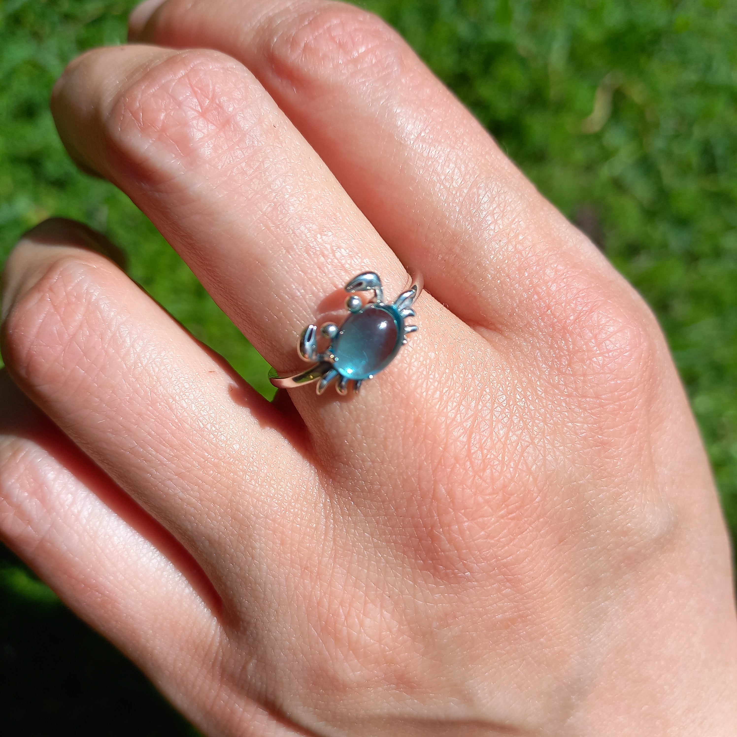 Anillo Ajustable Plata 925 de Cangrejo.