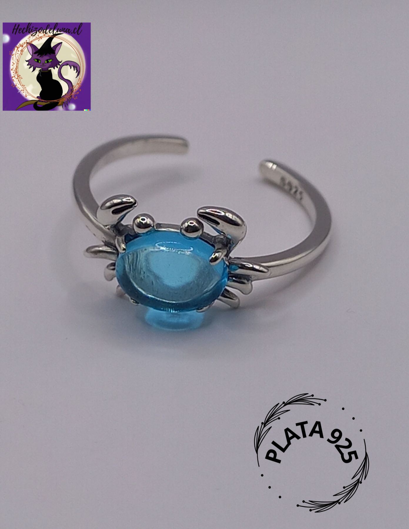 Anillo Ajustable Plata 925 de Cangrejo.