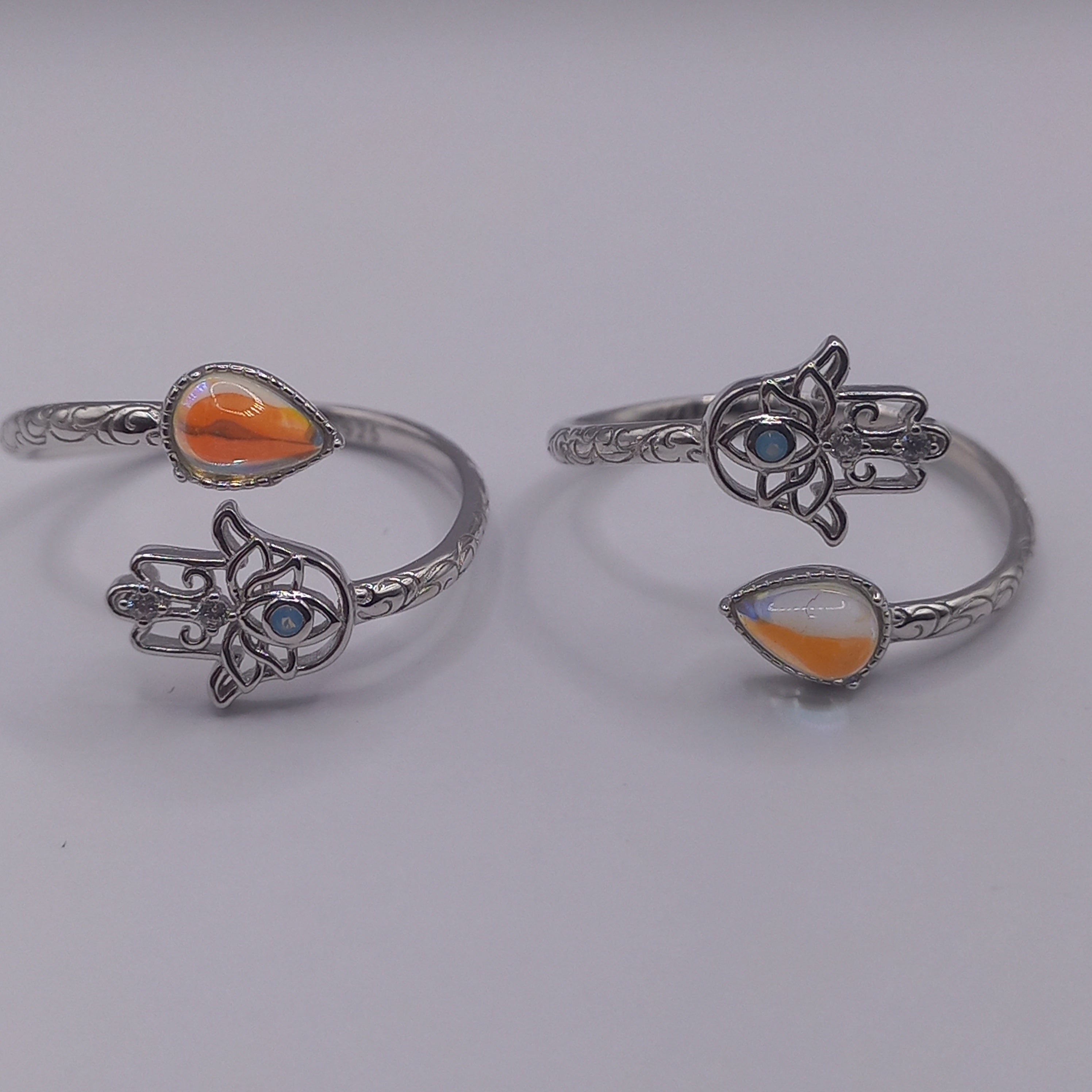 Anillo Ajustable Plata 925 de Mano de Hamsa.