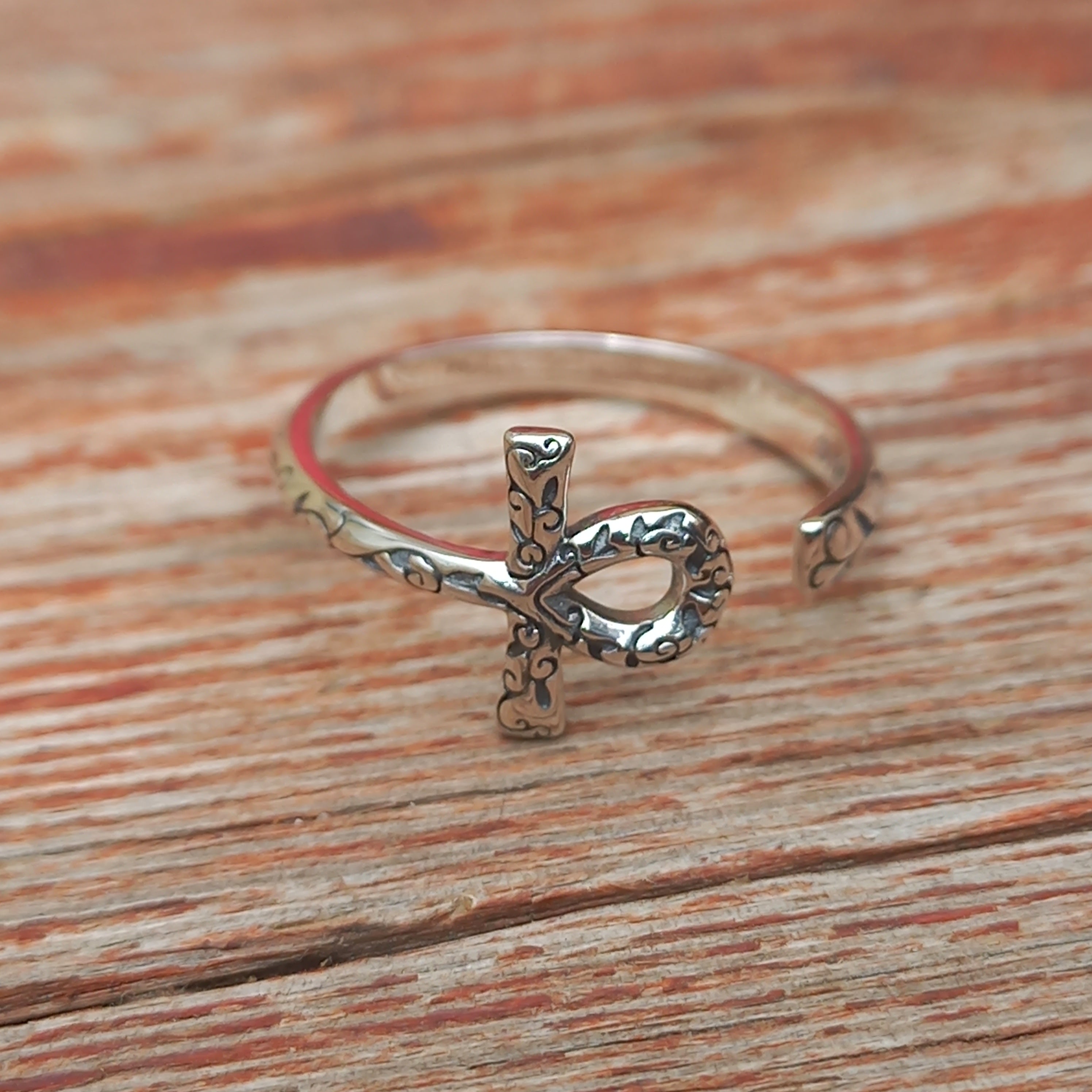 Anillo Ajustable Plata 925 Cruz de Ankh.