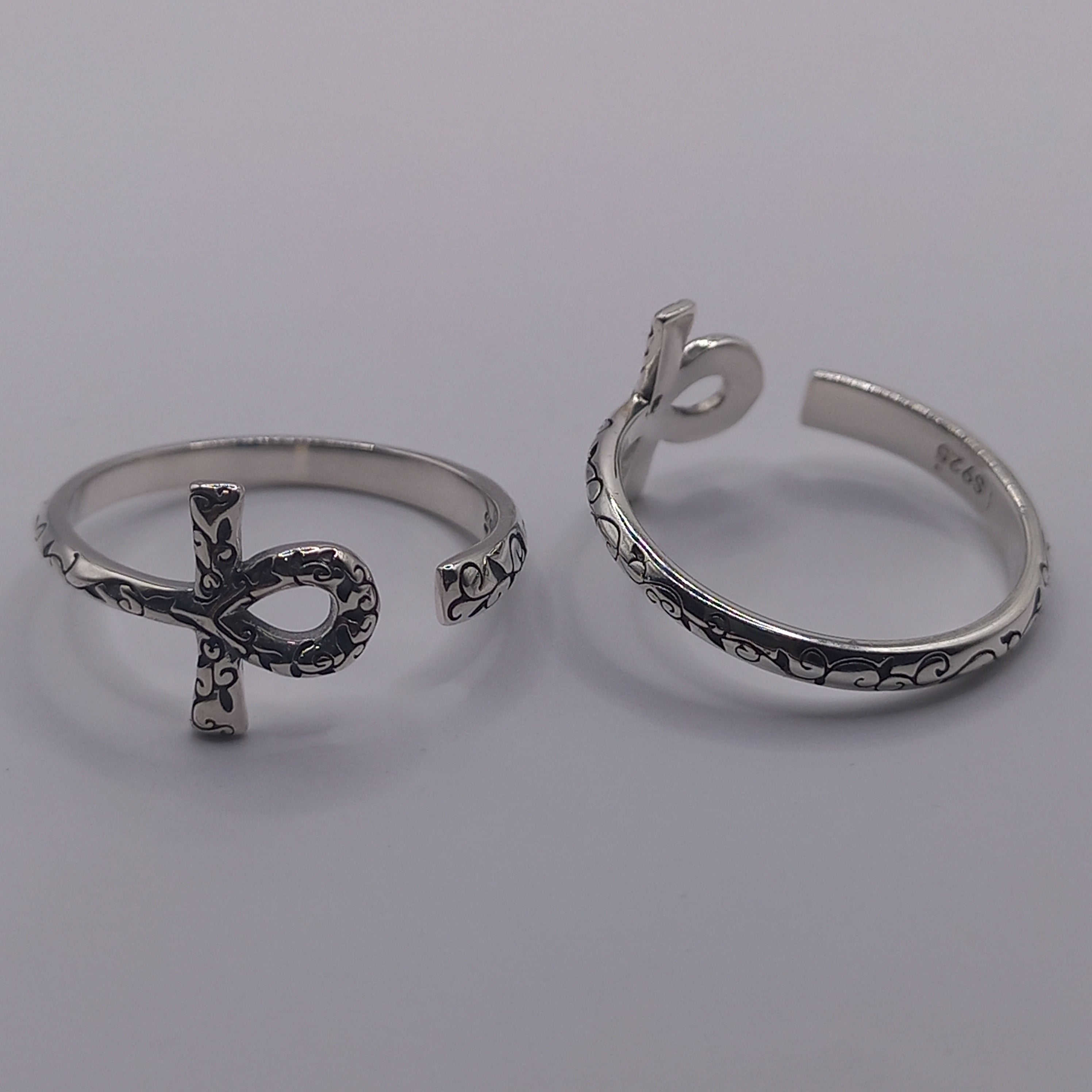 Anillo Ajustable Plata 925 Cruz de Ankh.