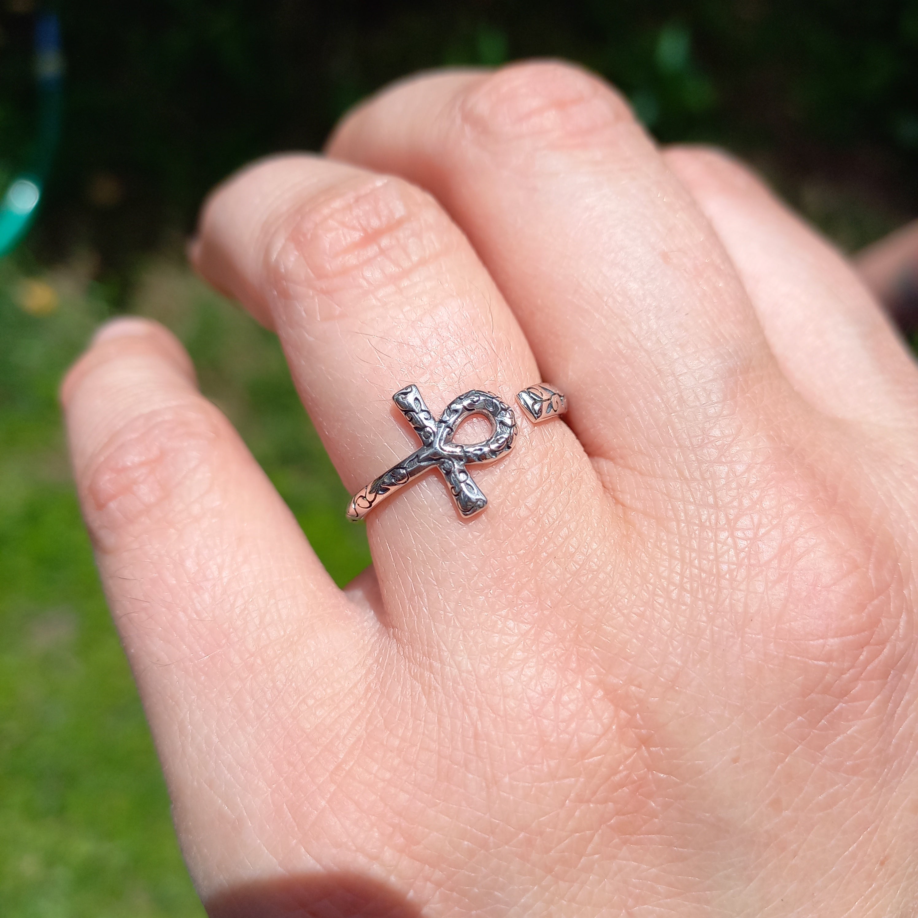 Anillo Ajustable Plata 925 Cruz de Ankh.