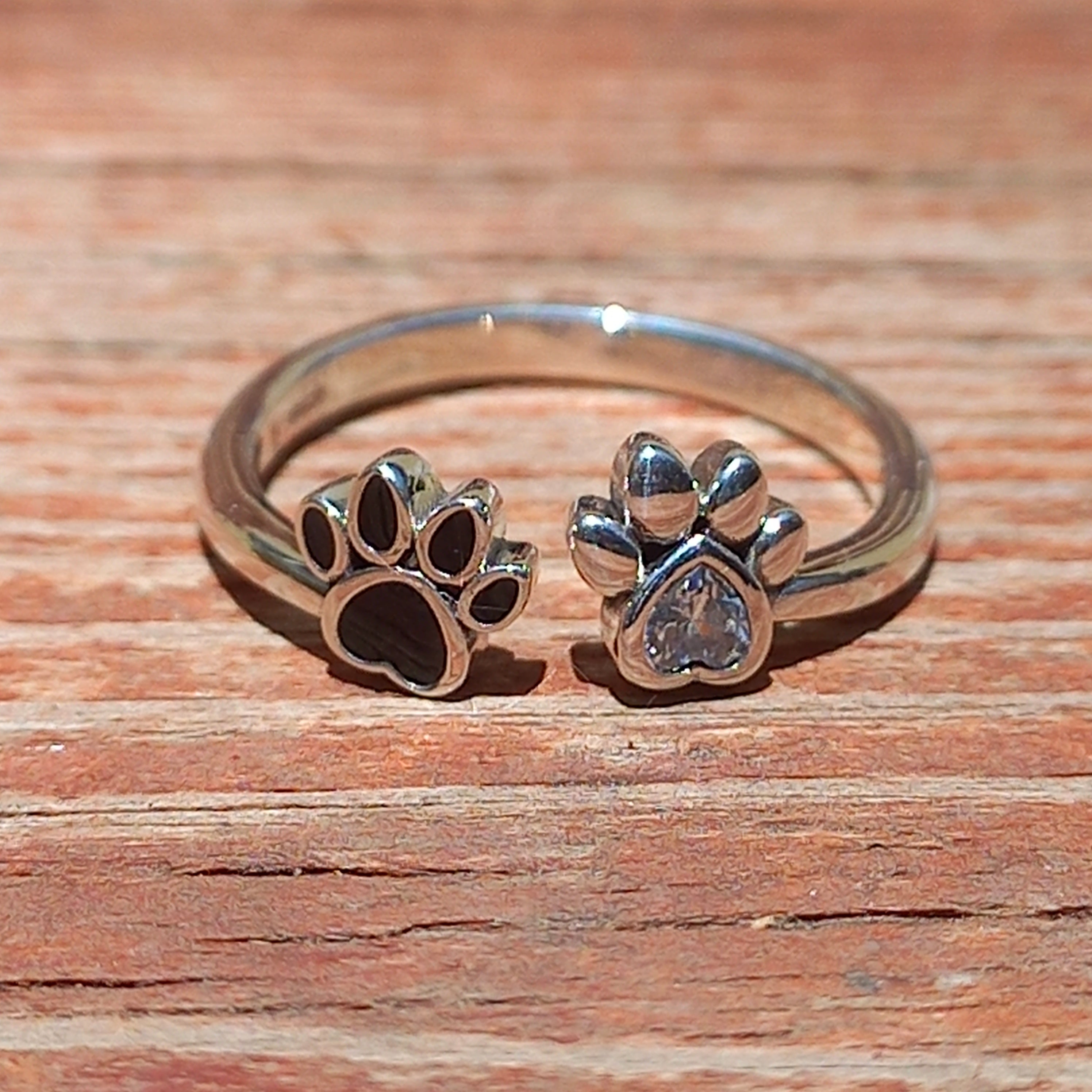 Anillo Ajustable Plata 925 Patitas de perro.