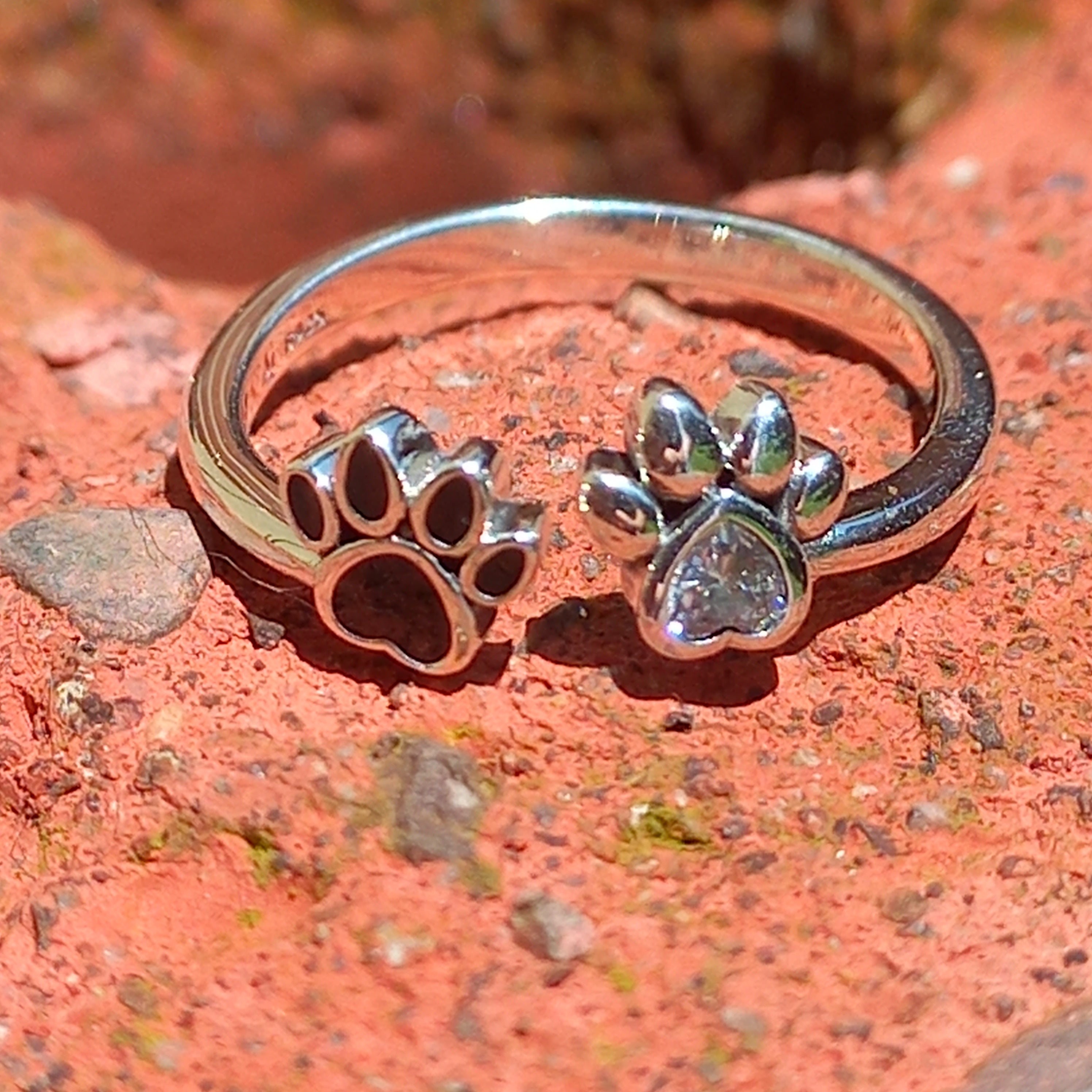 Anillo Ajustable Plata 925 Patitas de perro.