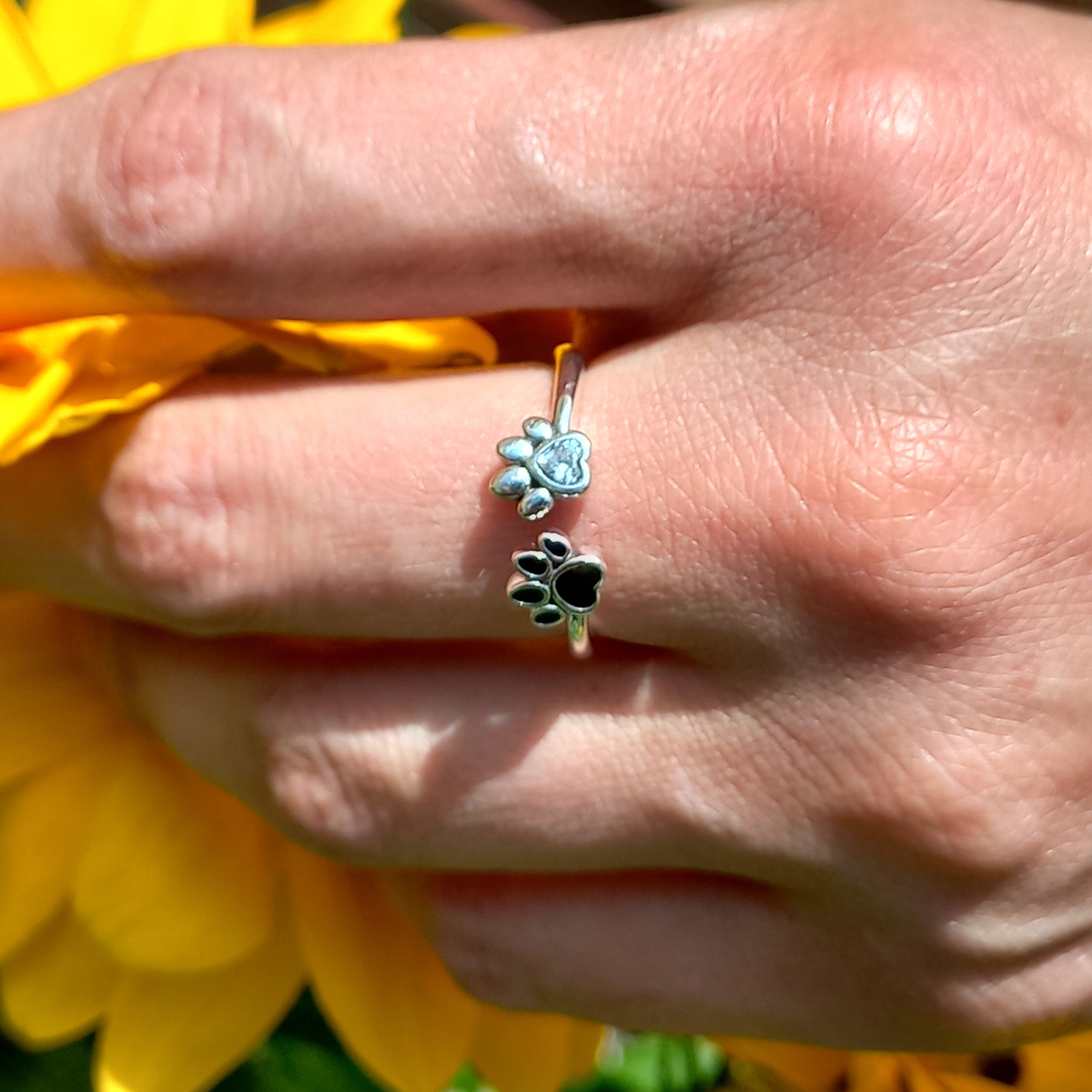 Anillo Ajustable Plata 925 Patitas de perro.