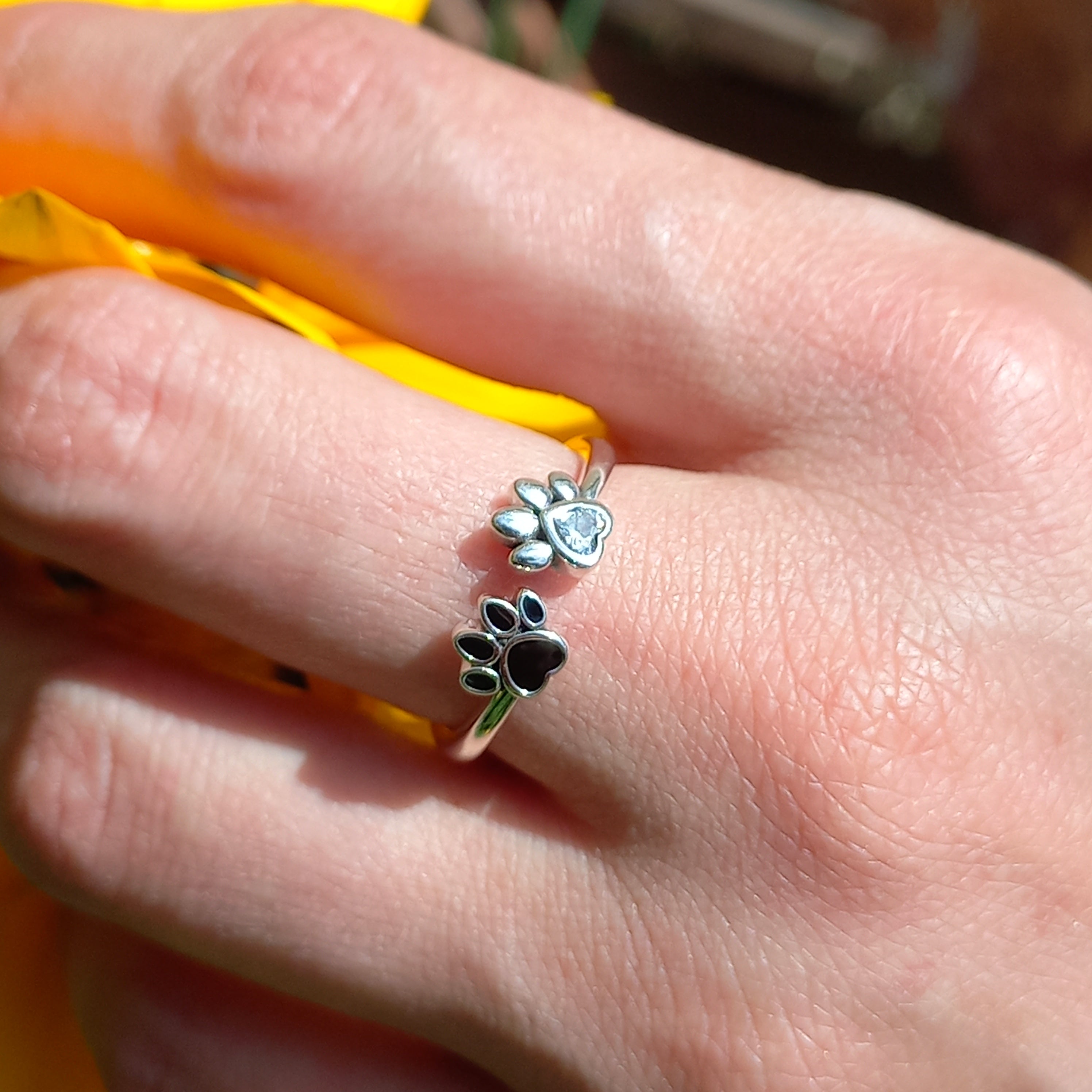 Anillo Ajustable Plata 925 Patitas de perro.