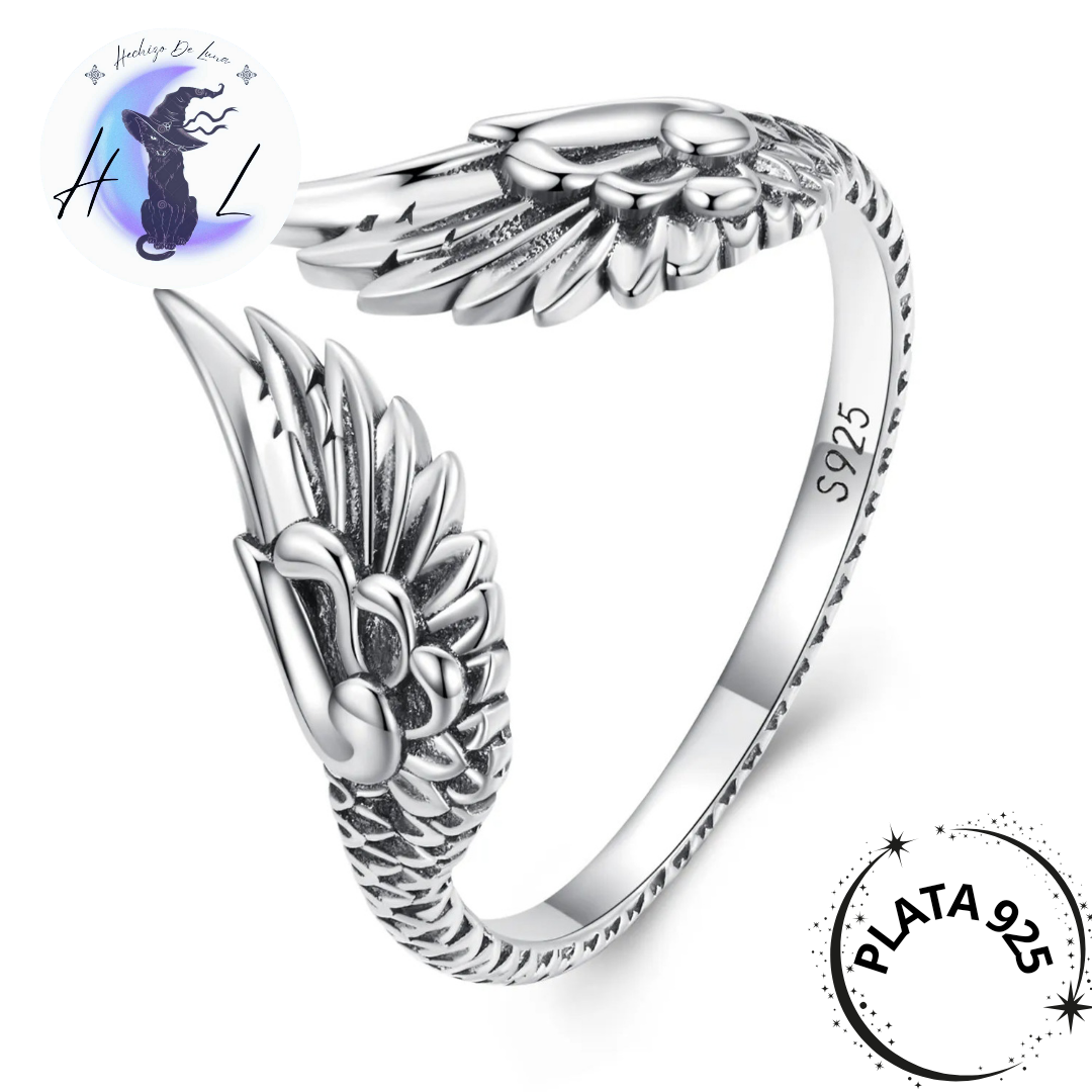 Anillo Ajustable Alas Abiertas de Plata.