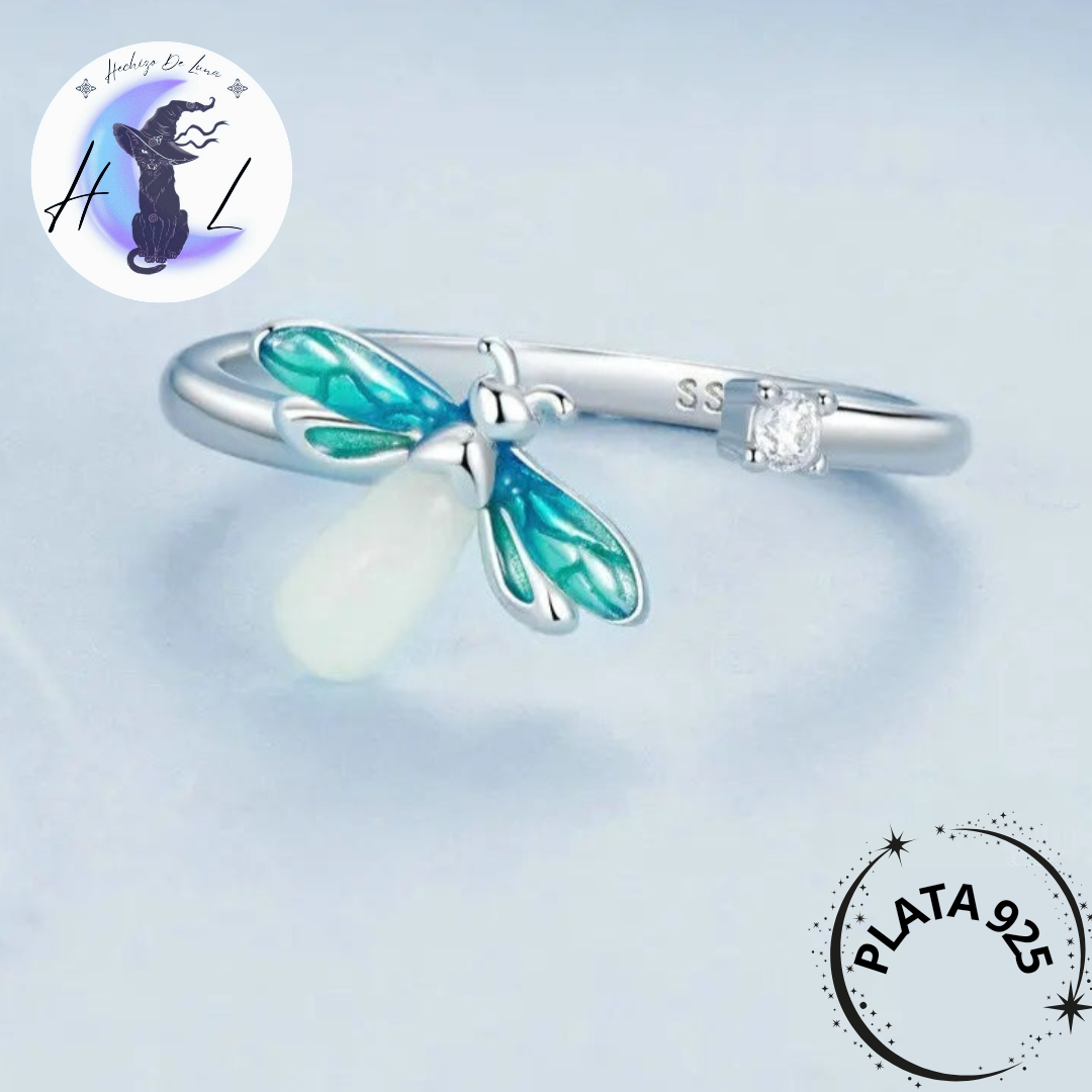 Anillo Ajustable Luciérnaga De Plata.
