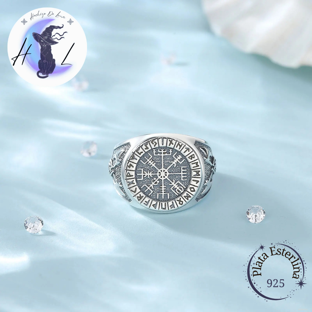 Anillo Ajustable Vegvísir de Plata.