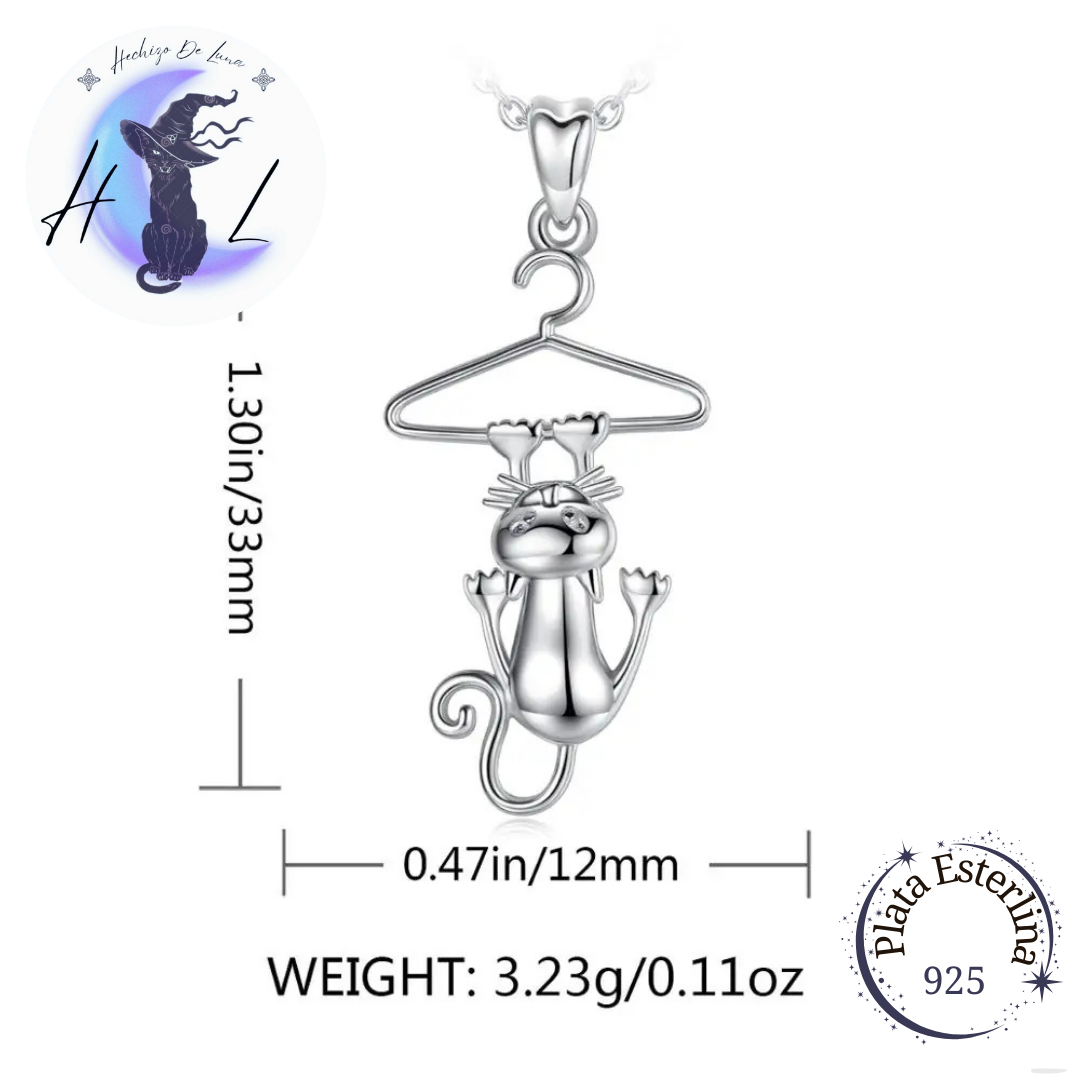 Colgante De Plata, Diseño Gatito Colgando.