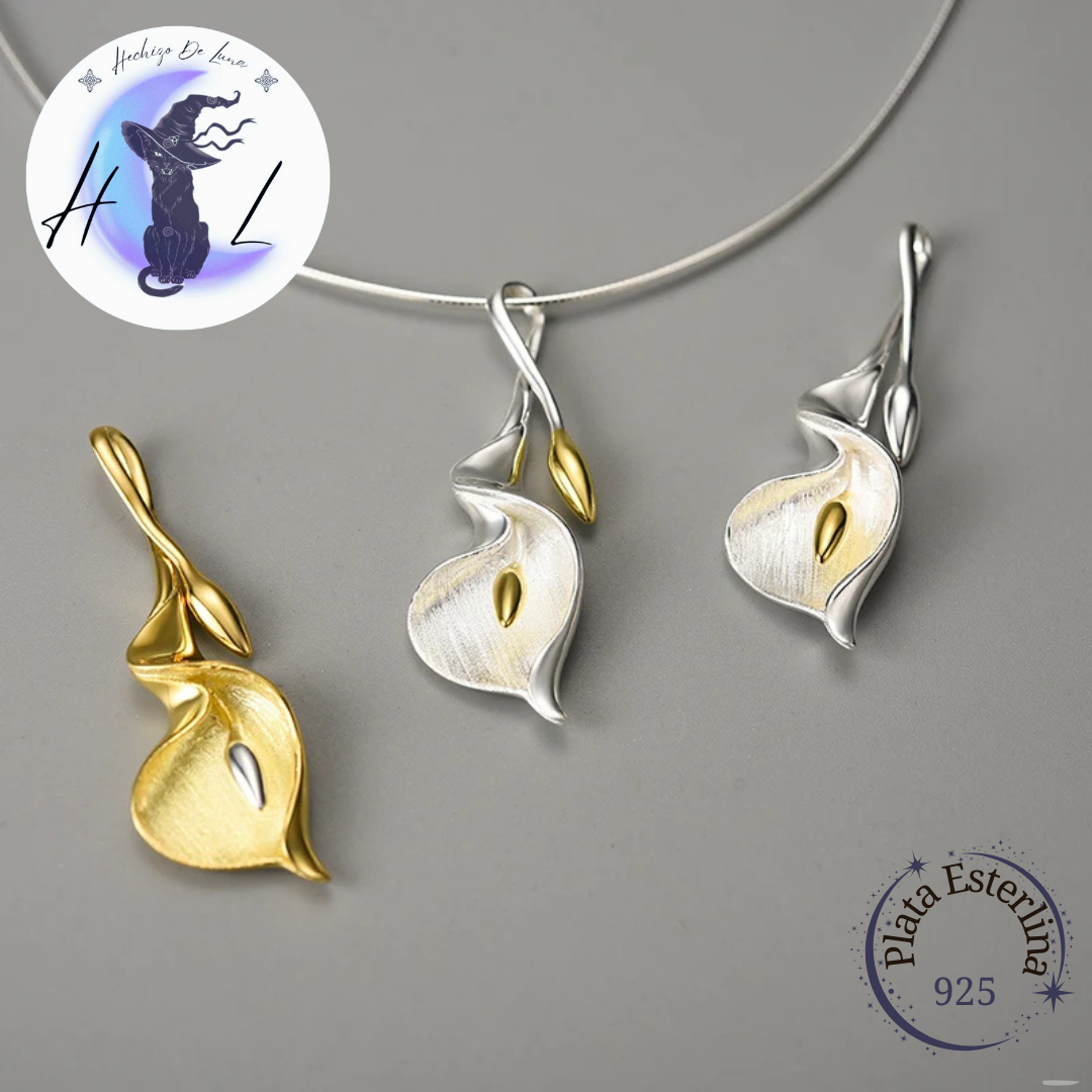 Colgante De Plata, Diseño Flor De Cala o Lirio De Agua.