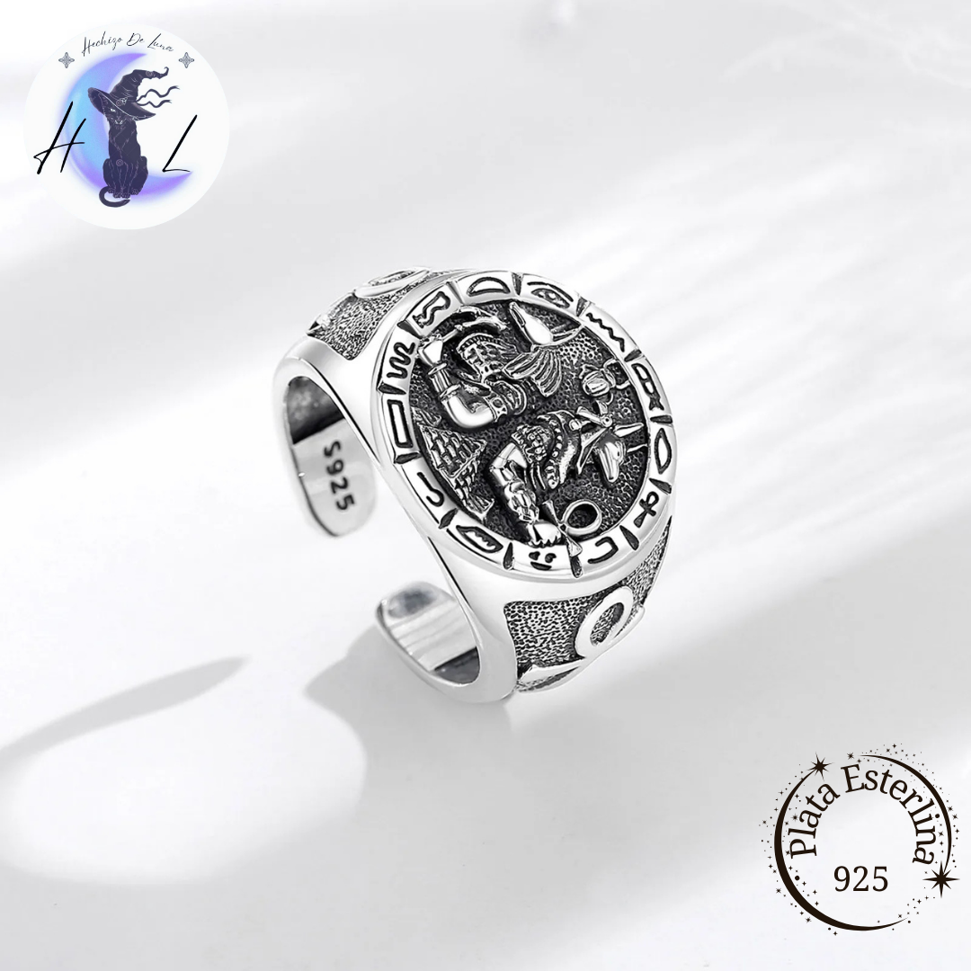 Anillo De Plata Ajustable, Dios Anubis.