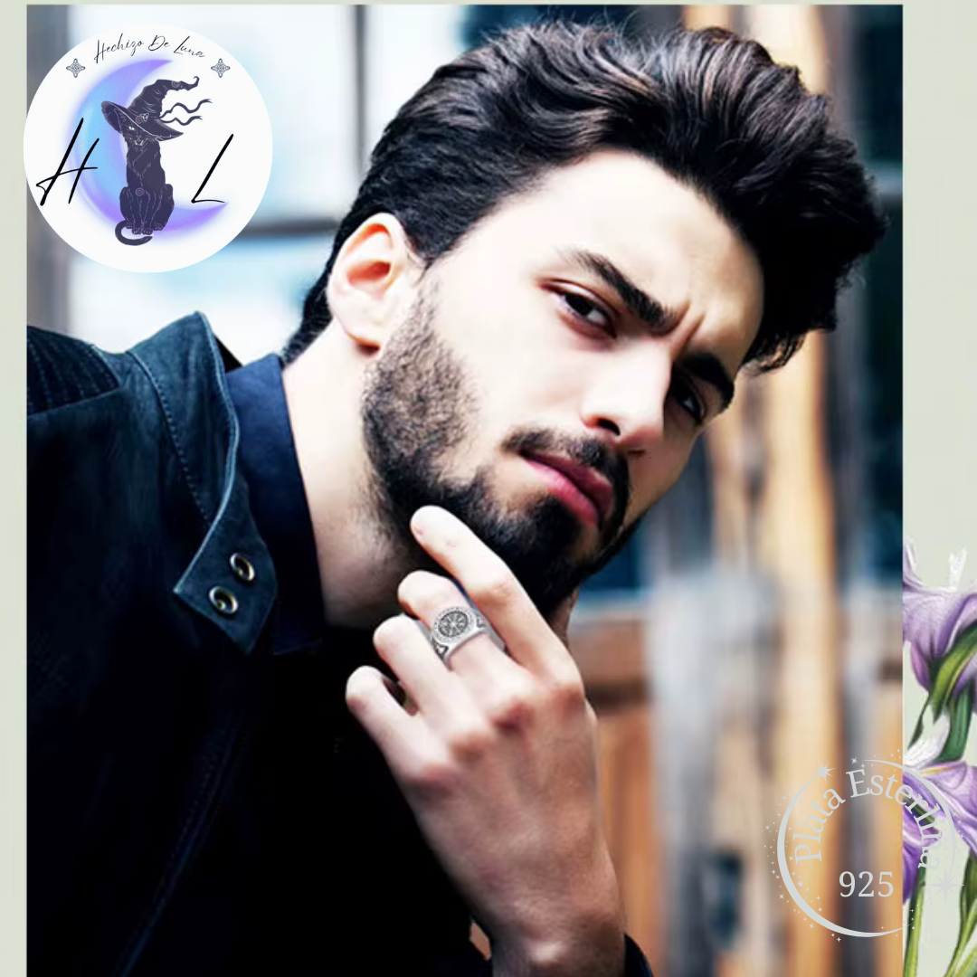 Anillo Ajustable Vegvísir de Plata.