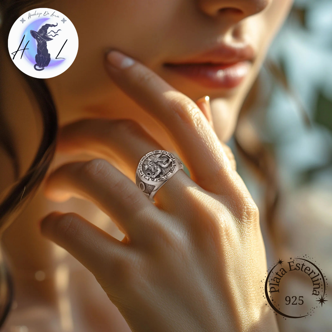 Anillo De Plata Ajustable, Dios Anubis.