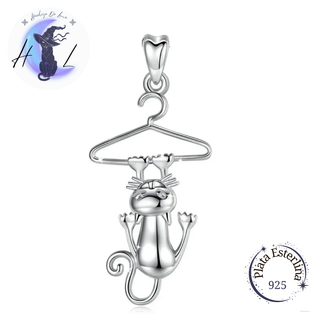 Colgante De Plata, Diseño Gatito Colgando.