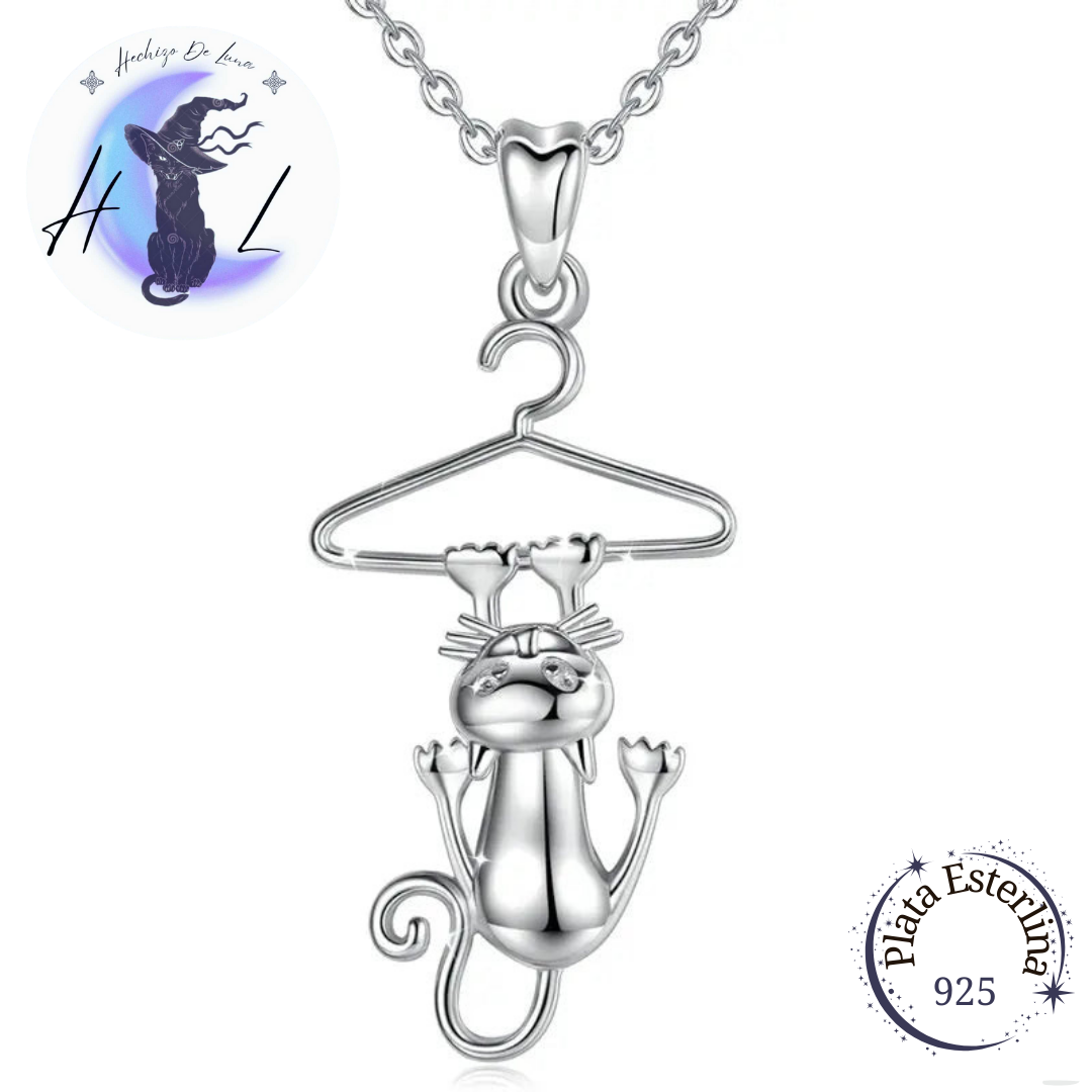 Colgante De Plata, Diseño Gatito Colgando.