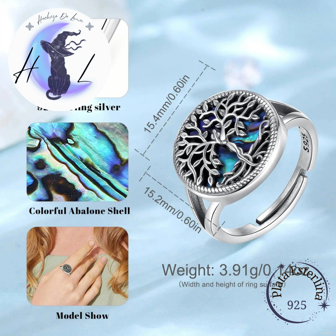 Anillo Ajustable Árbol de la Vida de Plata.