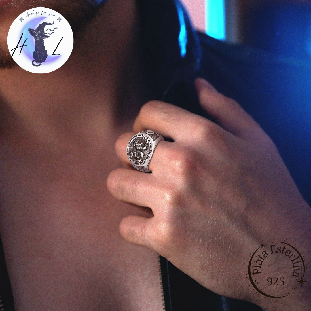 Anillo De Plata Ajustable, Dios Anubis.