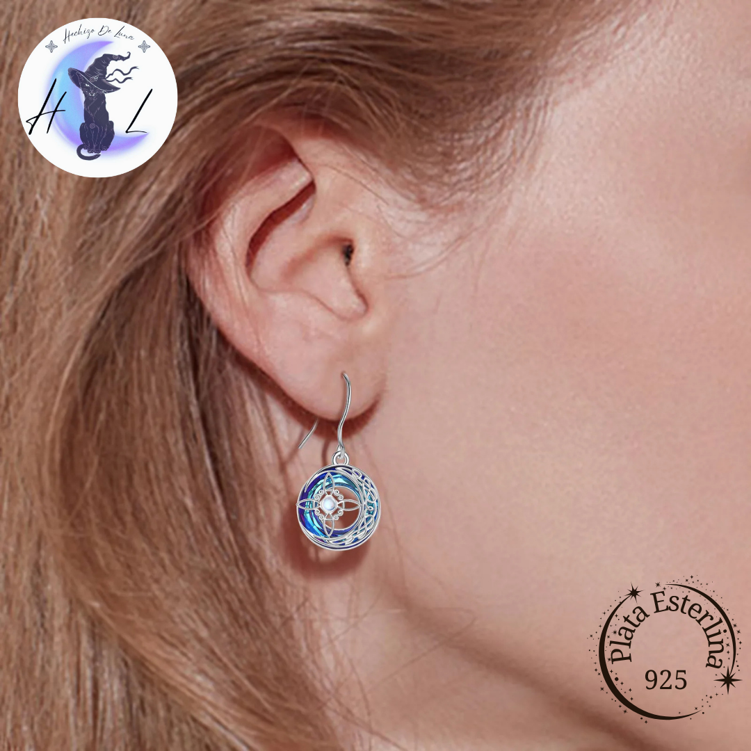 Aros Colgantes De Plata Y Cristal Austriaco, Diseño Nudo De Bruja.