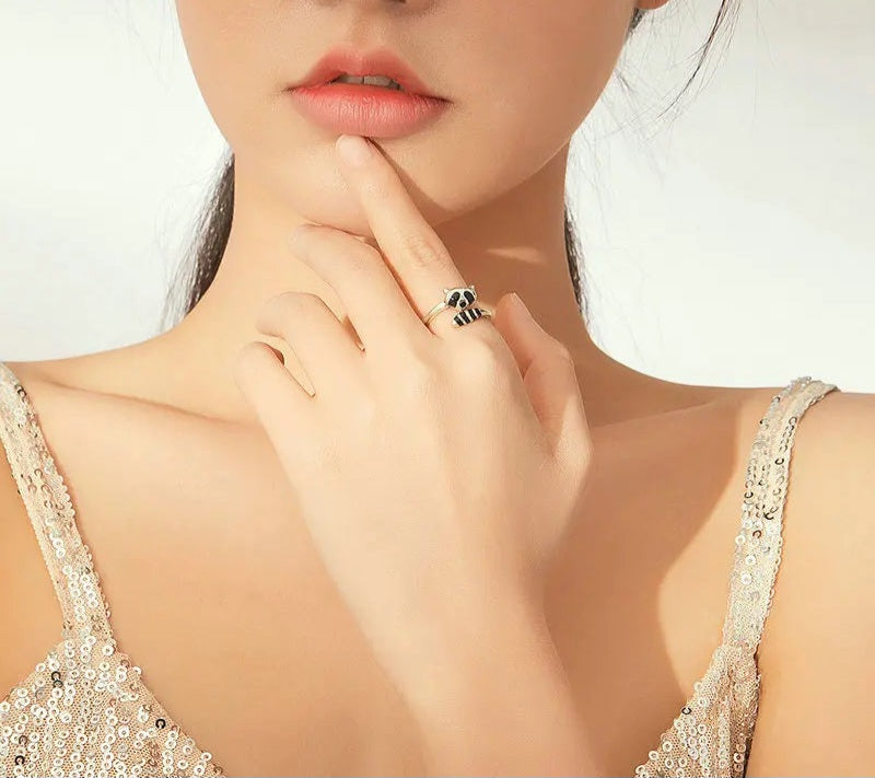 Anillo De Plata Ajustable De Mapache.