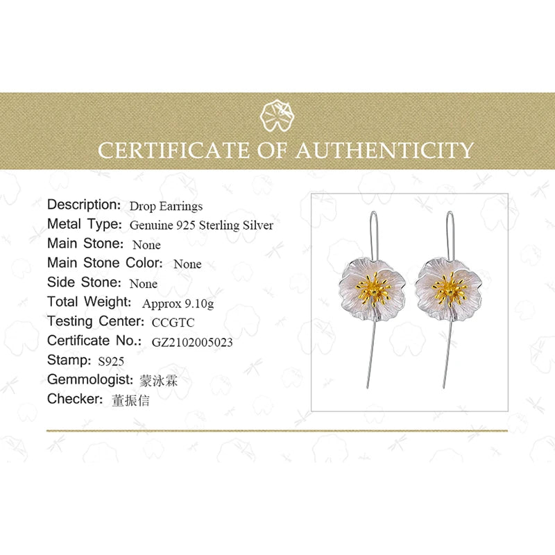 Aros Colgantes De Amapolas De Plata.