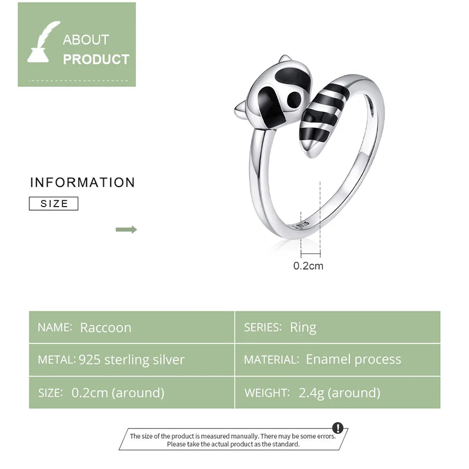 Anillo De Plata Ajustable De Mapache.