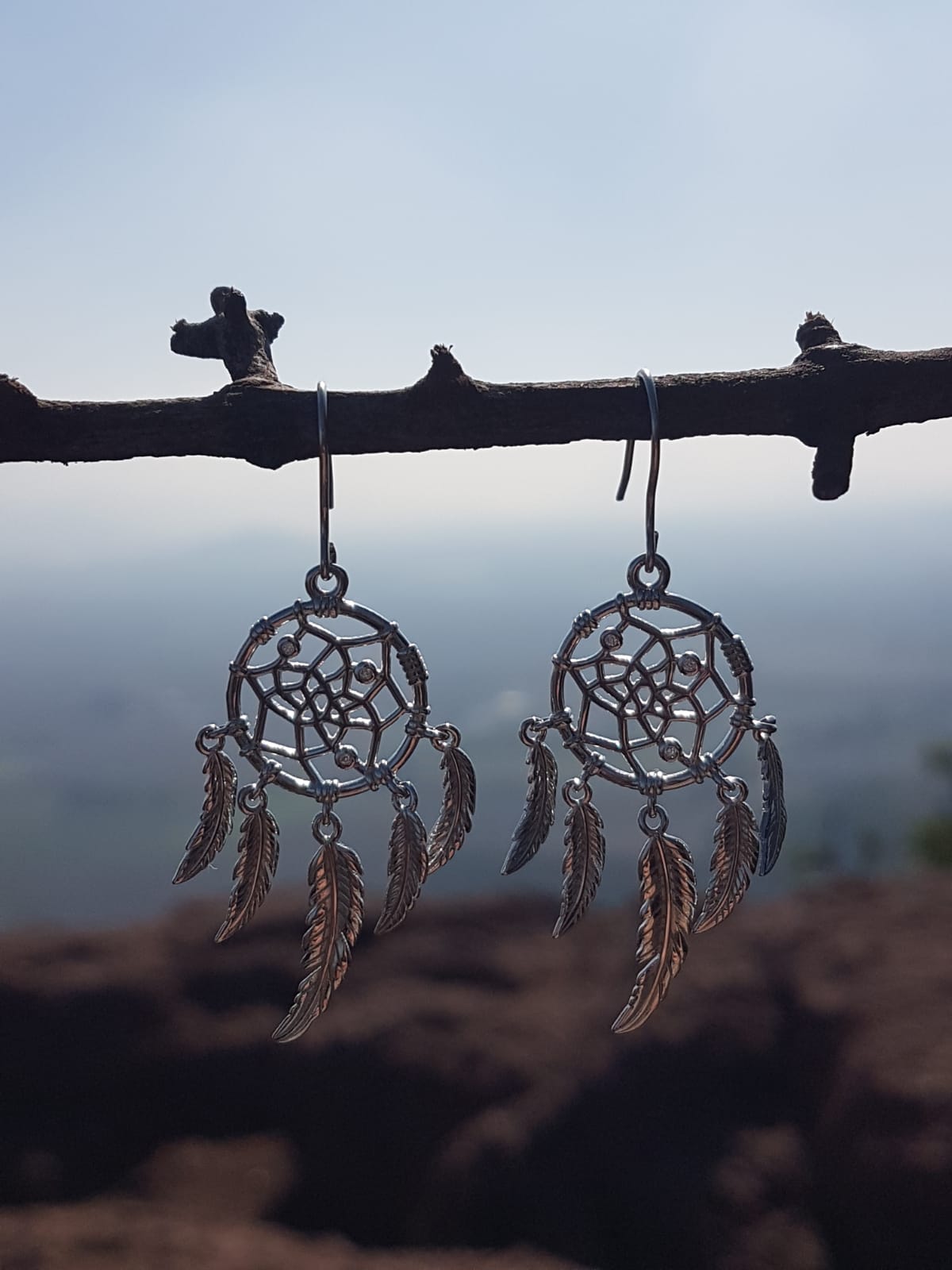 Aros Colgantes Atrapasueños.  Plata 925