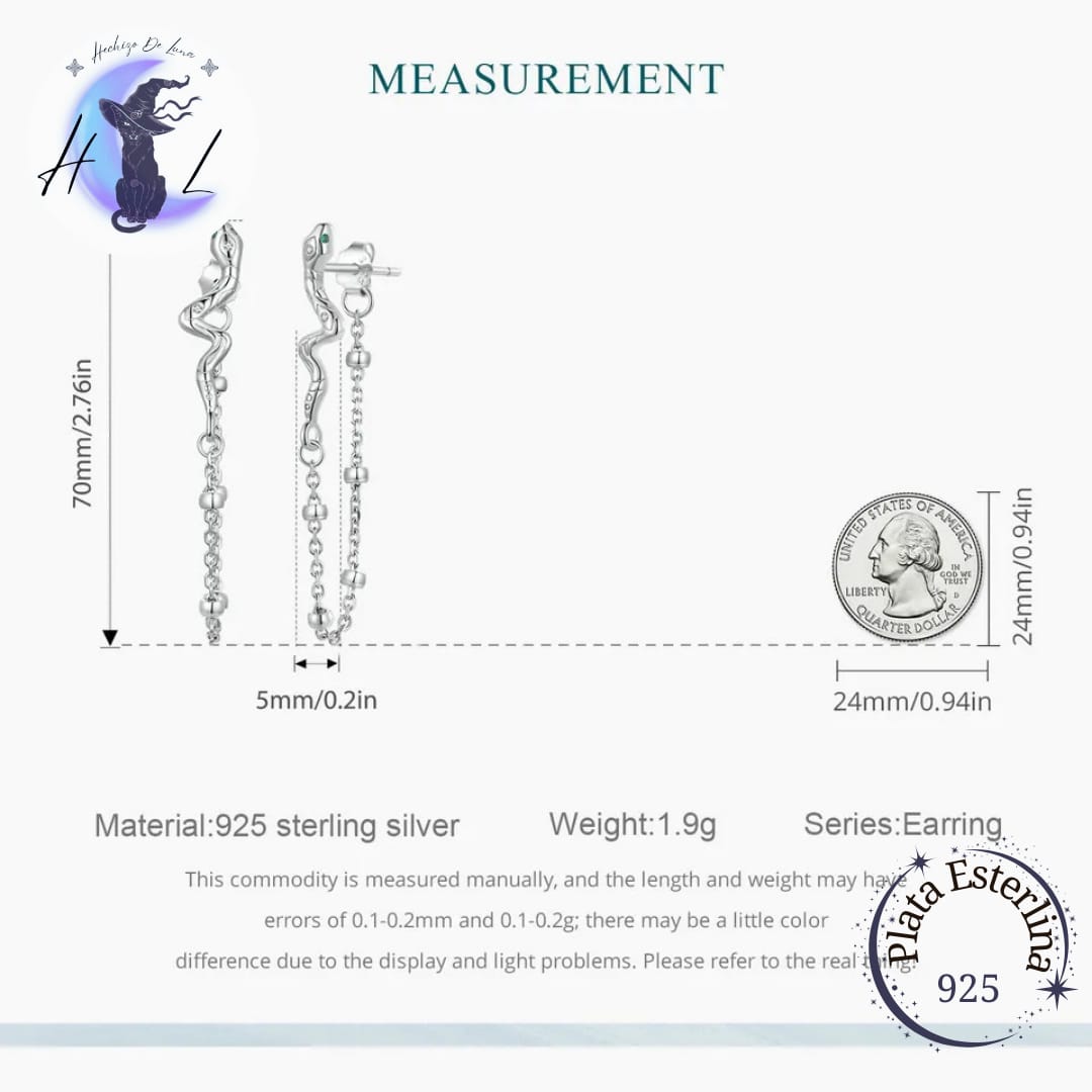 Aros De Plata Colgantes, Diseño Serpiente.