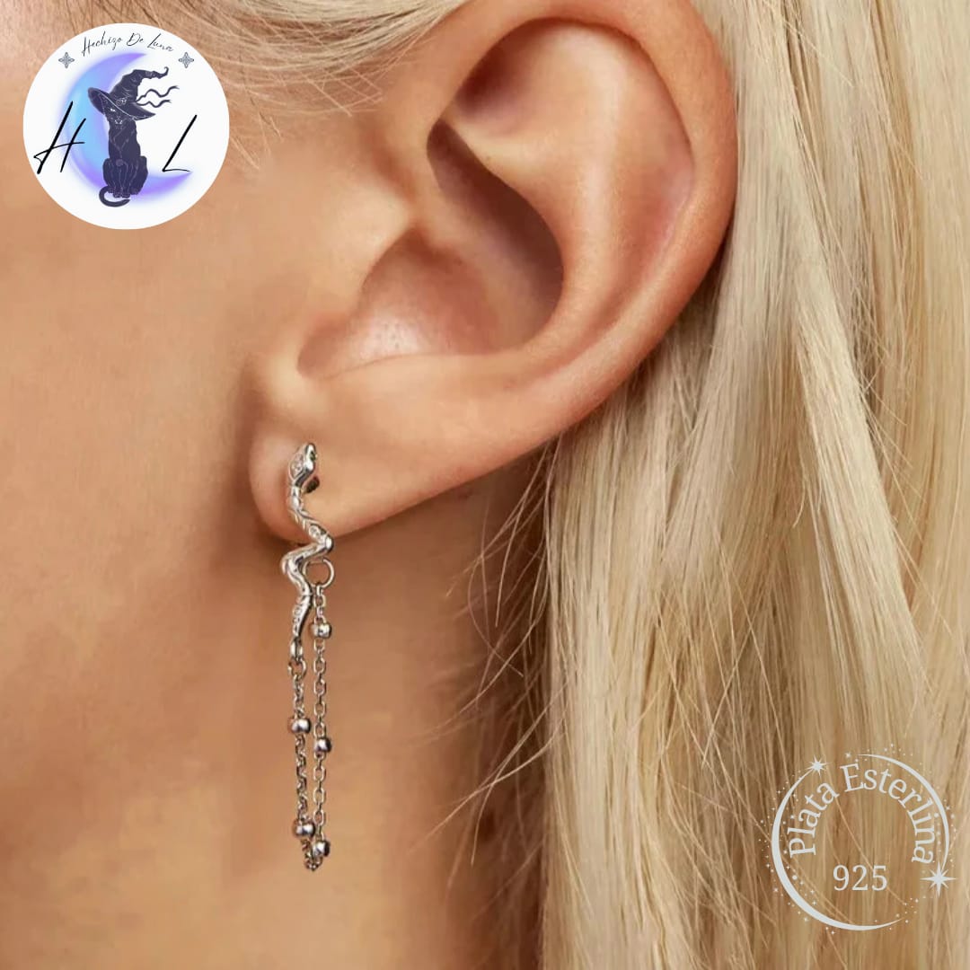Aros De Plata Colgantes, Diseño Serpiente.