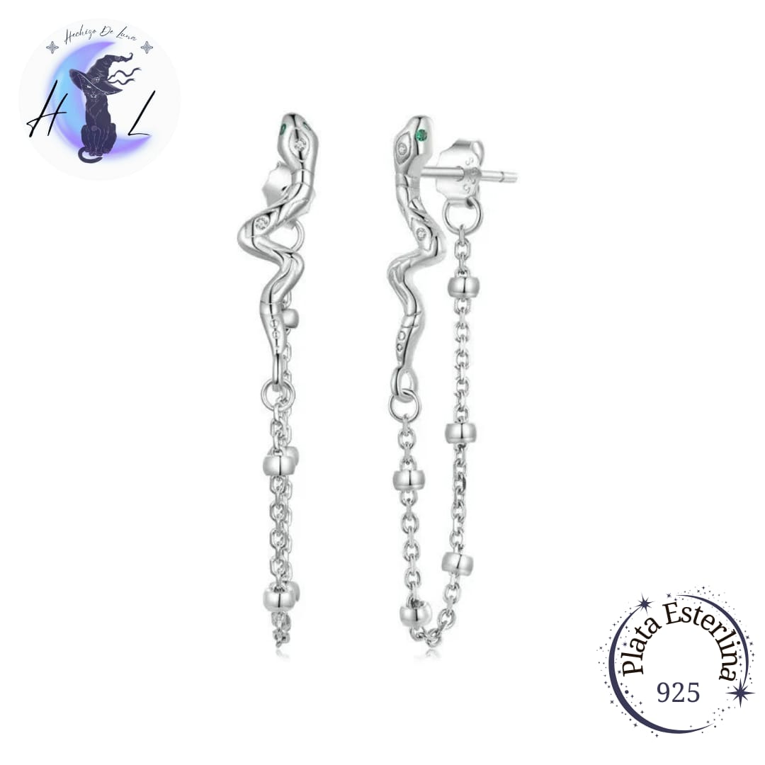 Aros De Plata Colgantes, Diseño Serpiente.