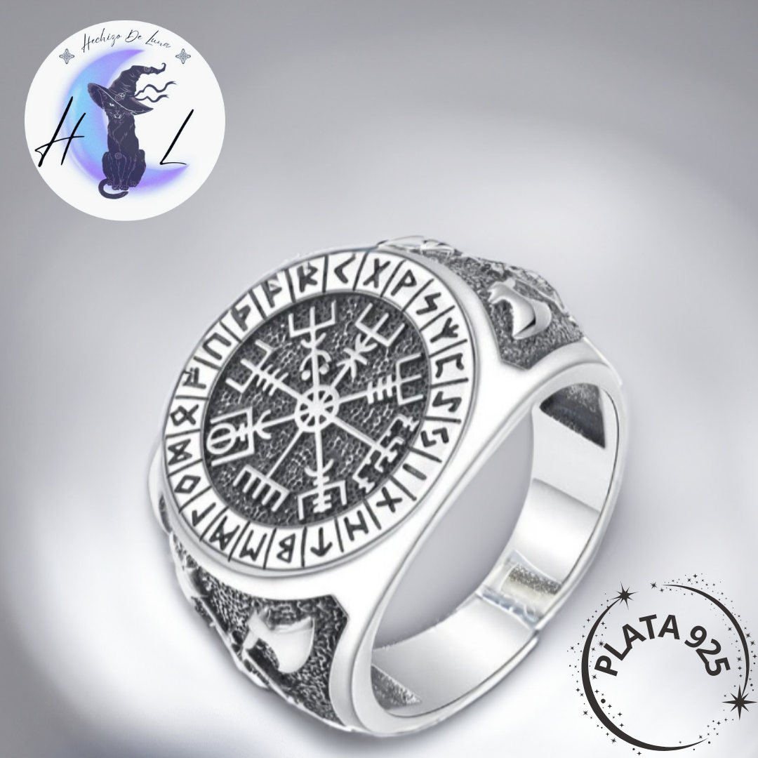 Anillo Ajustable Vegvísir de Plata.