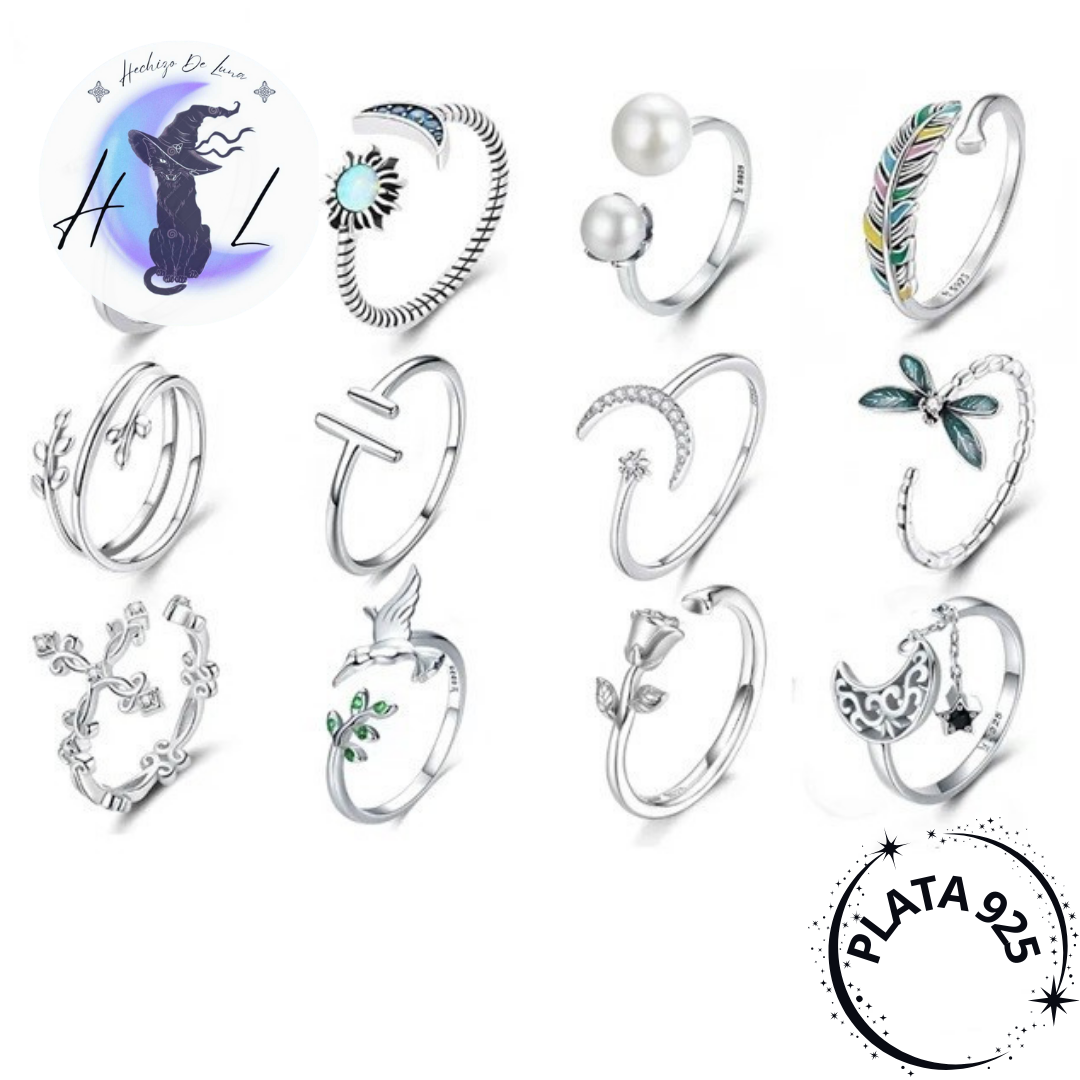 Anillos Ajustables de Plata distintos Modelos.