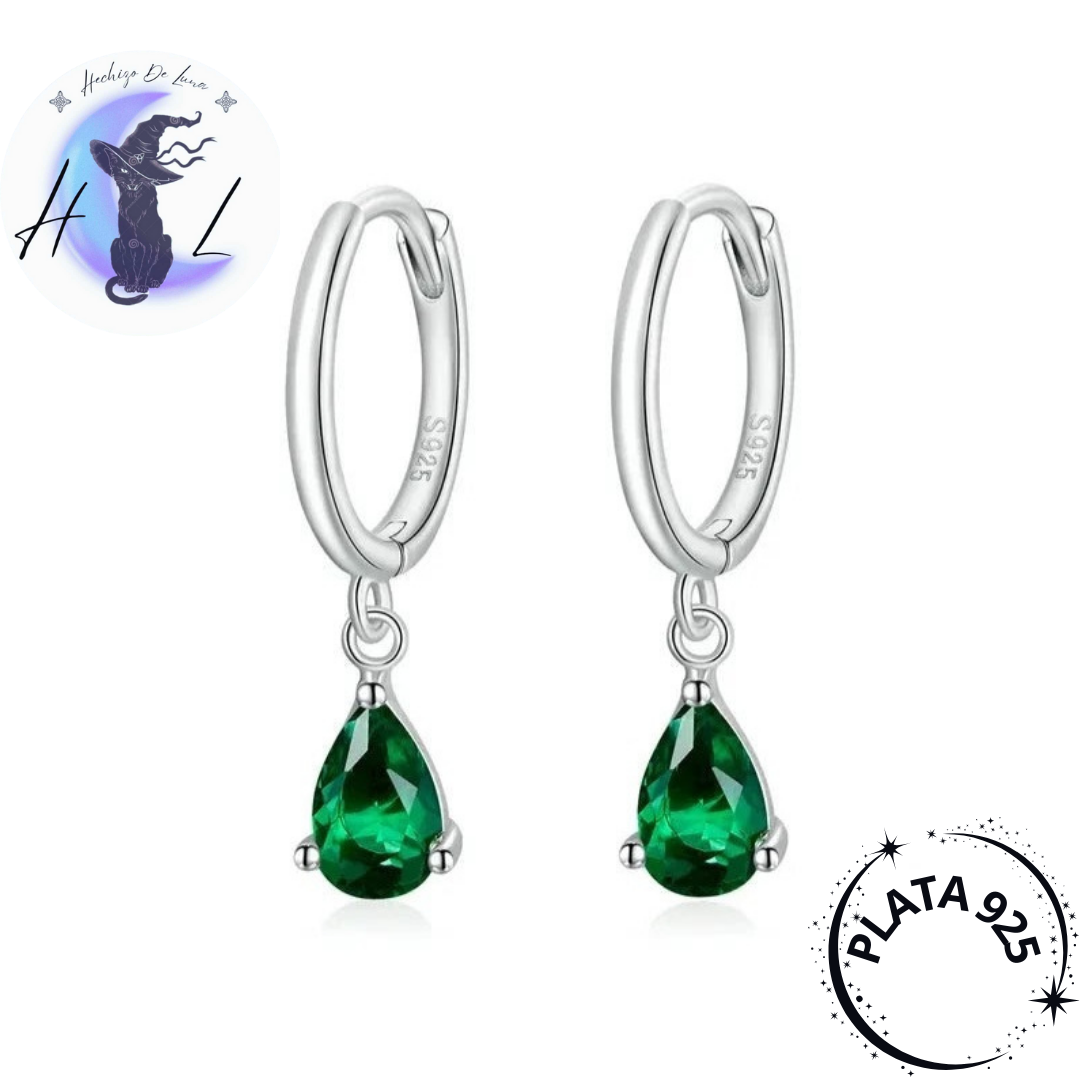 Aros Colgantes Con Forma De Gotas De Plata.