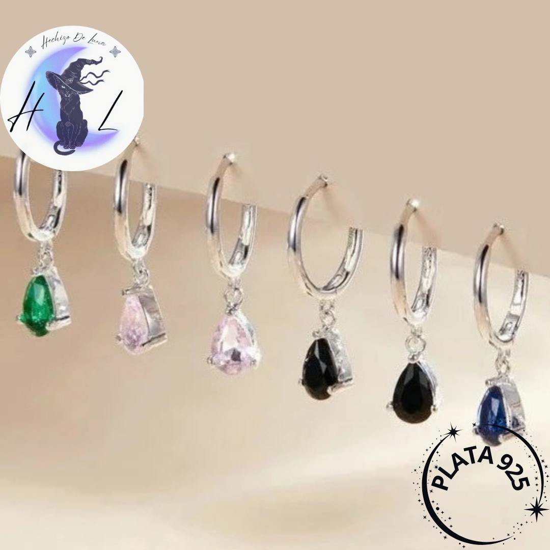 Aros Colgantes Con Forma De Gotas De Plata.