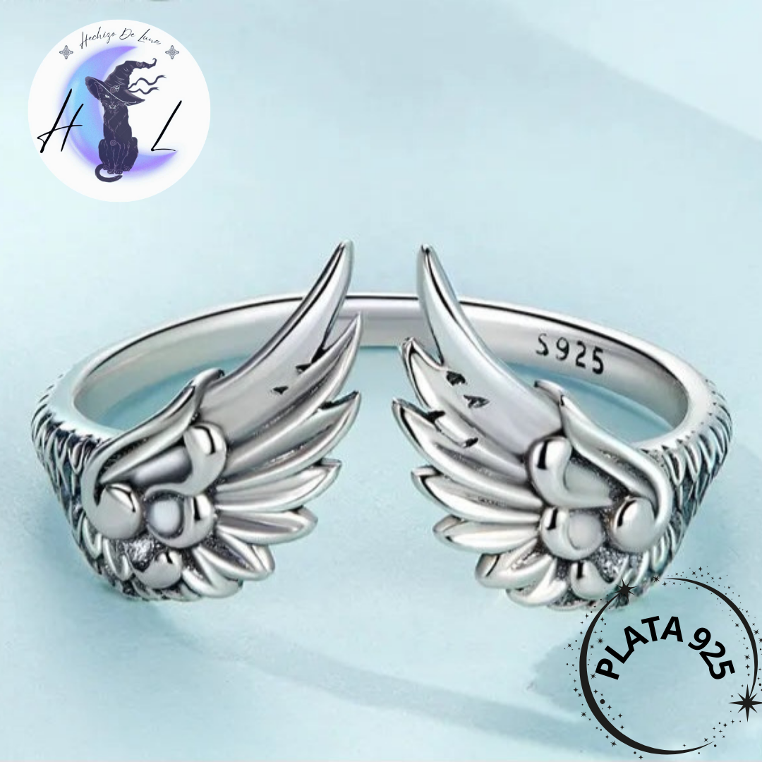 Anillo Ajustable Alas Abiertas de Plata.