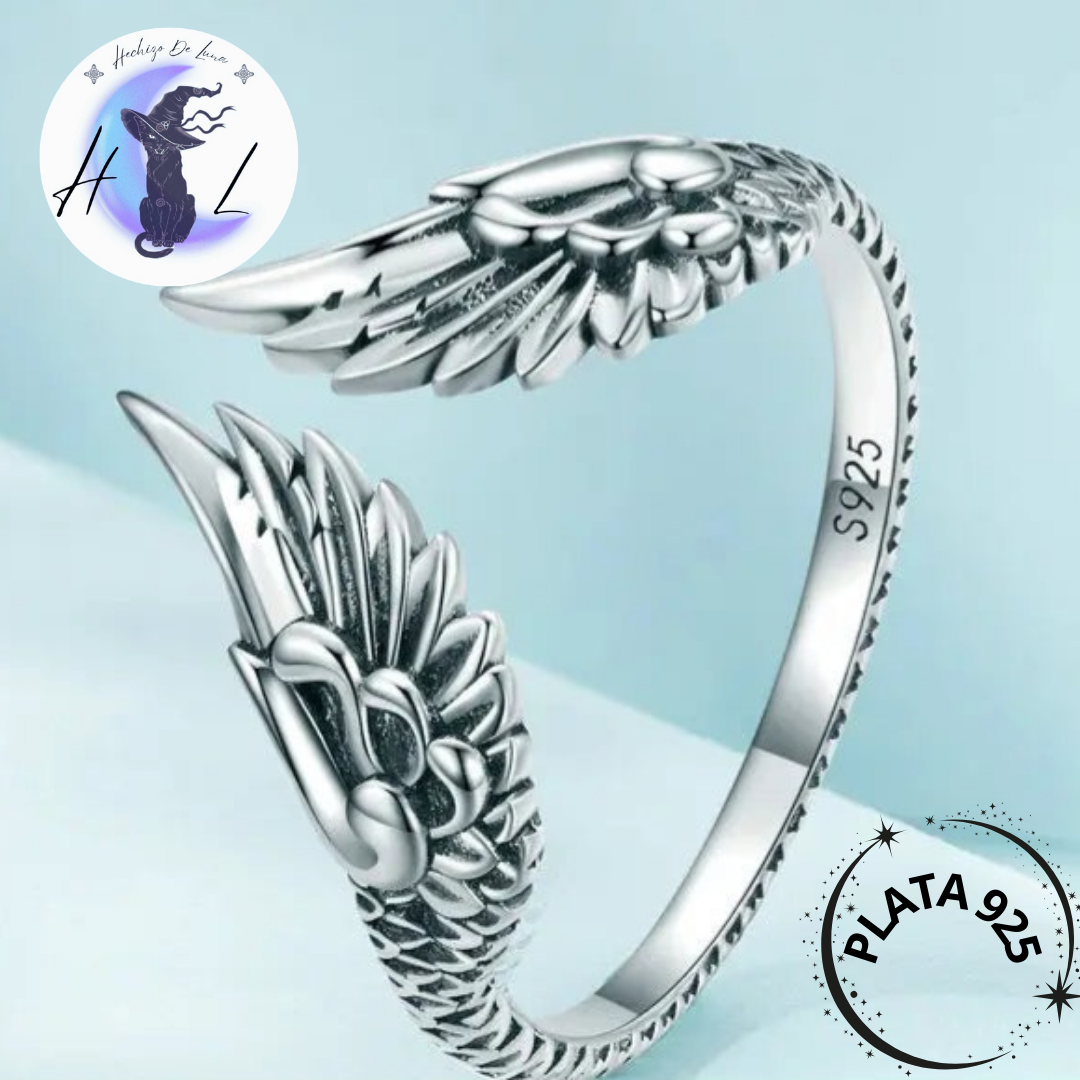 Anillo Ajustable Alas Abiertas de Plata.