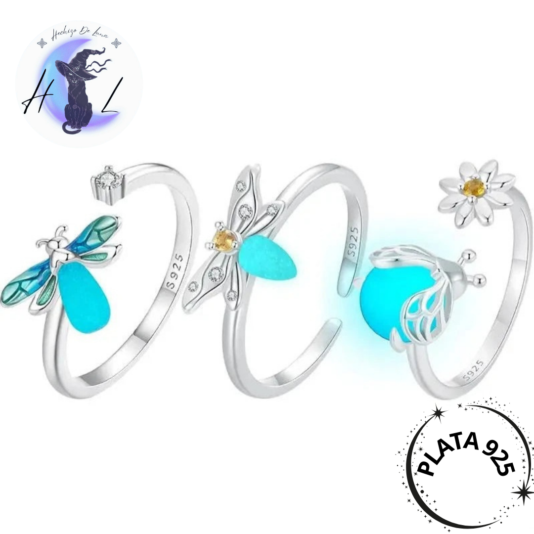 Anillo Ajustable Luciérnaga De Plata.