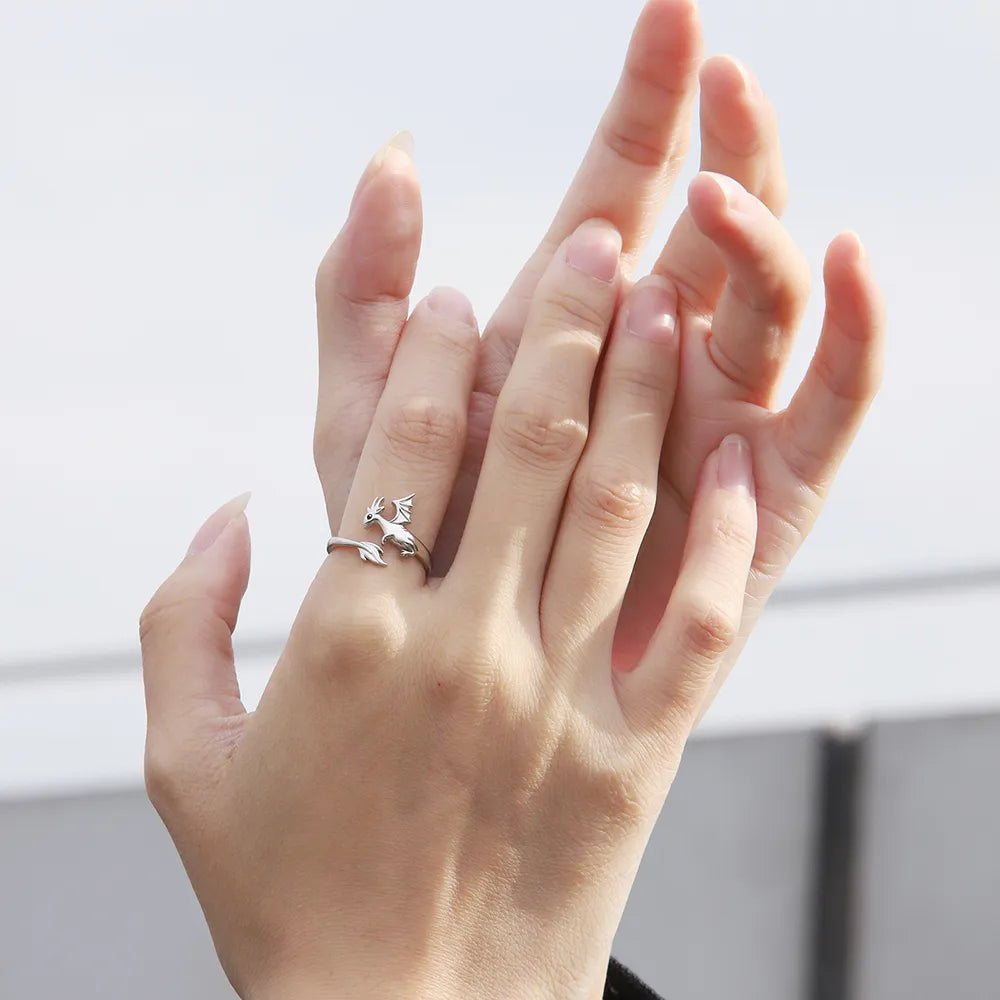 Anillo Ajustable de Dragon de Plata.