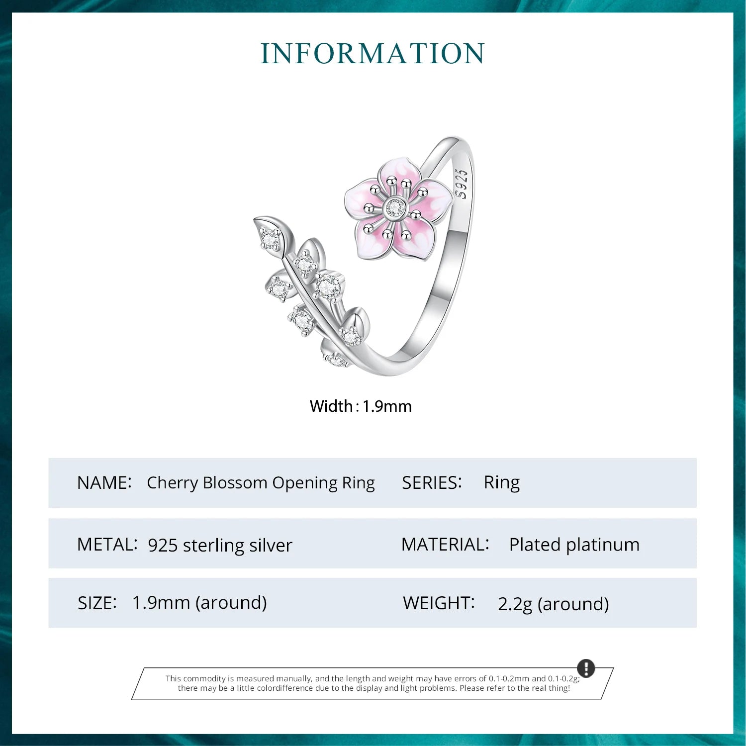 Anillo Ajustable Flor De Cerezo De Plata.