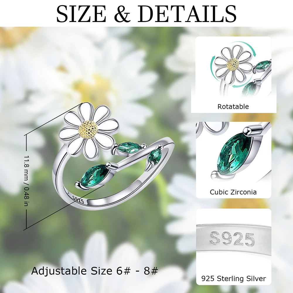 Anillo Giratorio Margarita De Plata