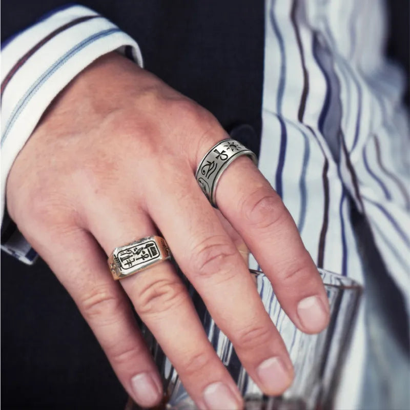 Anillo De Plata, Diseño Amuletos Egipcios.