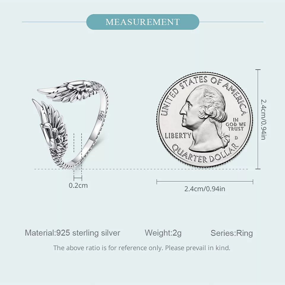 Anillo Ajustable Alas Abiertas de Plata.